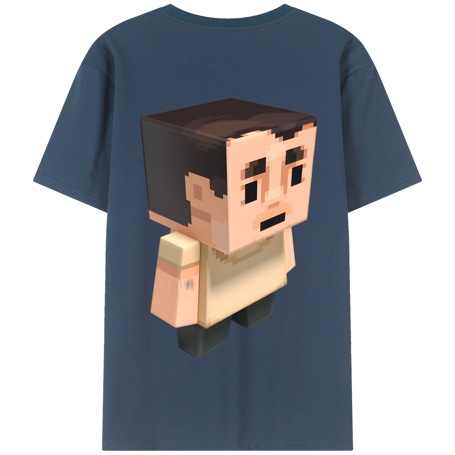 （画像用） マインクラフト ブロックの世界 Minecraft MC Block world 綿100％半袖Tシャツ（背面プリント）
