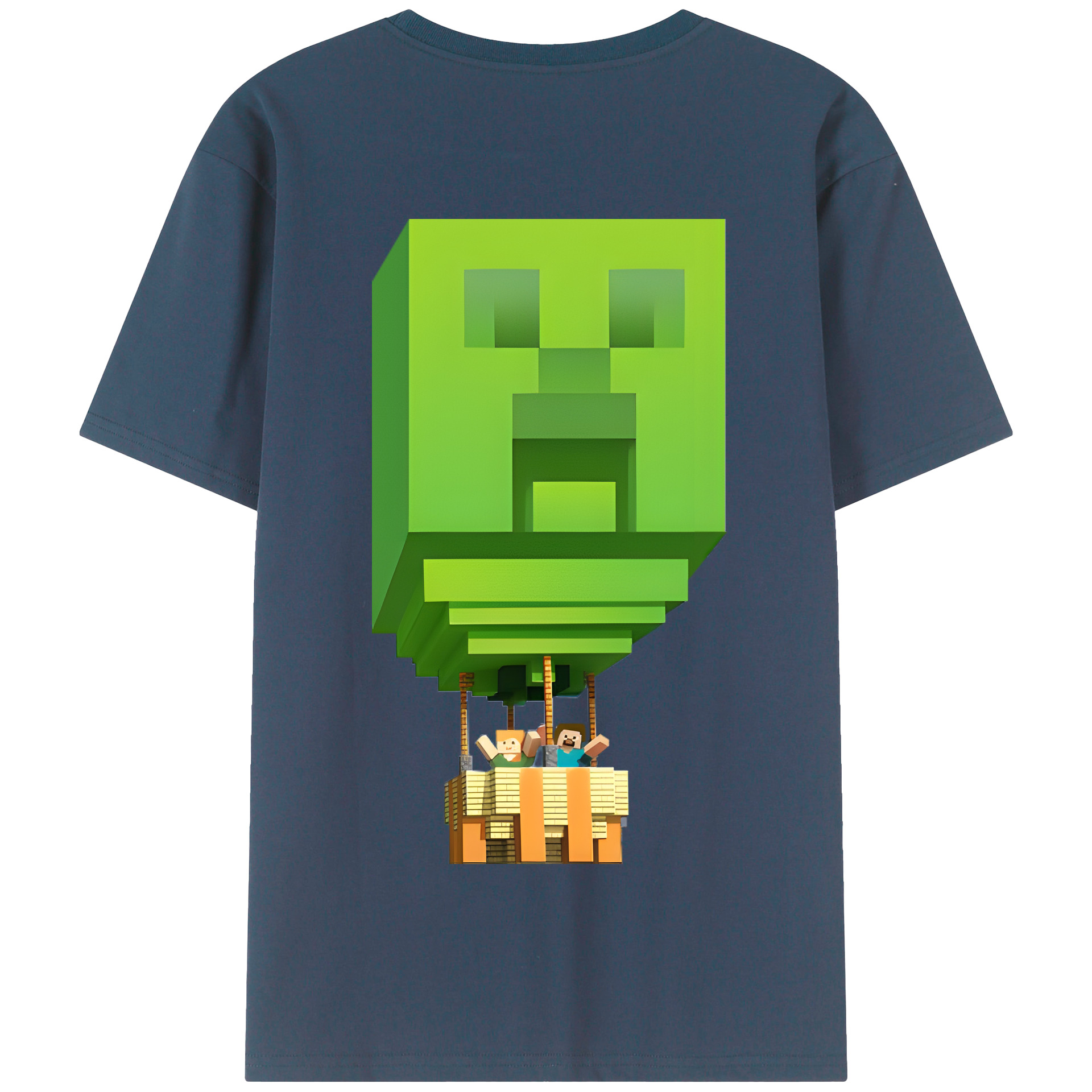 （画像用） マインクラフト ブロックの世界 Minecraft MC Block world 綿100％半袖Tシャツ（背面プリント）