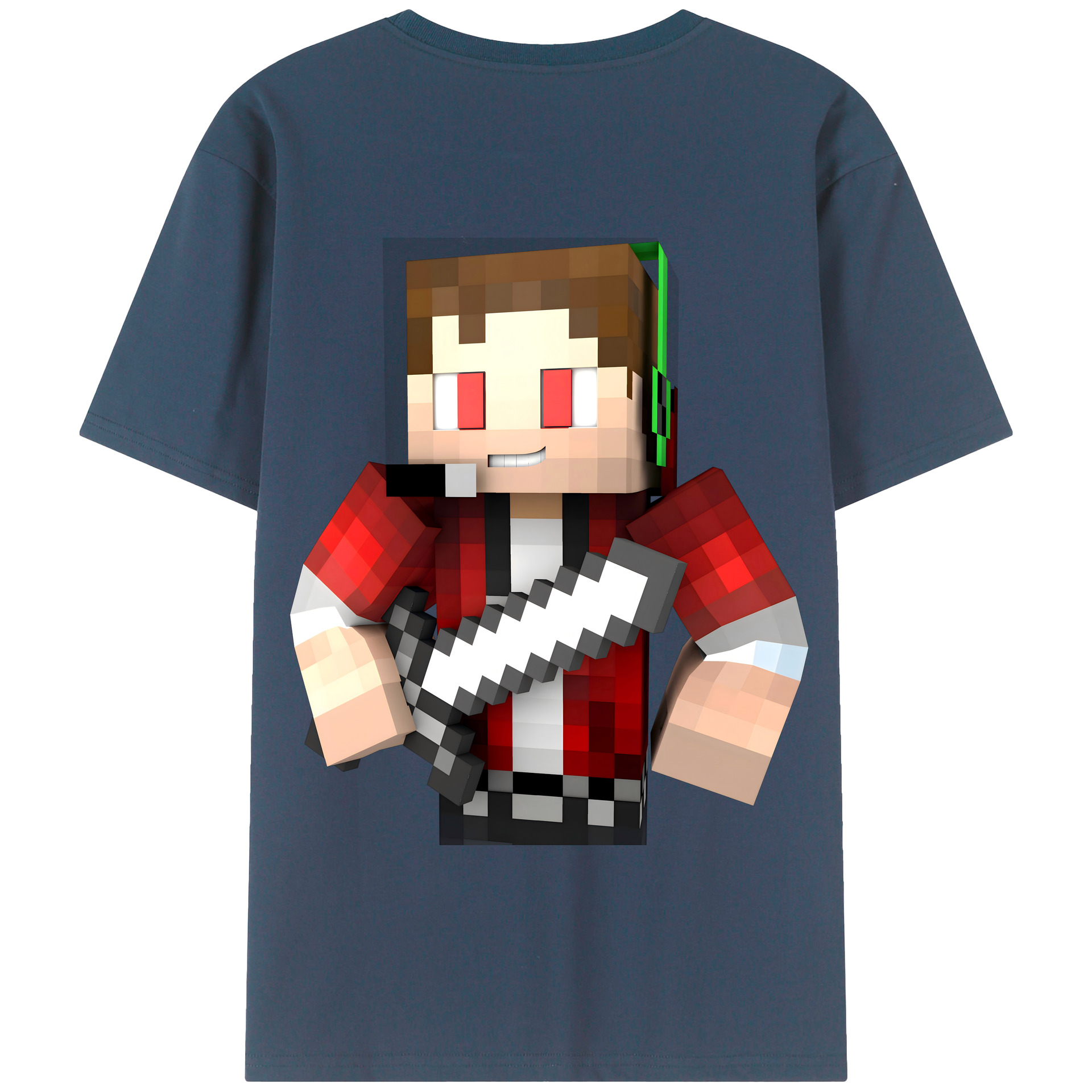 （画像用） マインクラフト ブロックの世界 Minecraft MC Block world 綿100％半袖Tシャツ（背面プリント）