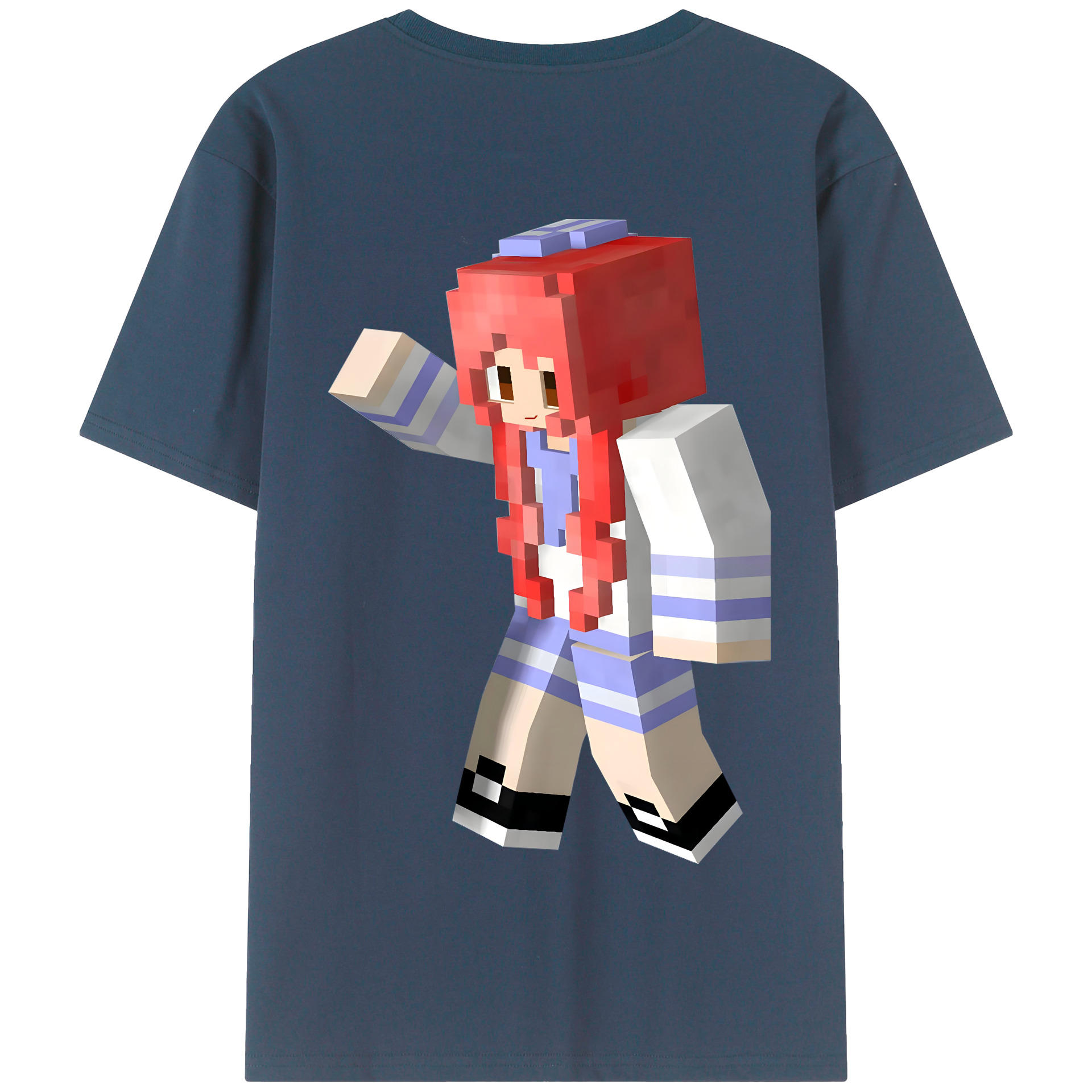（画像用） マインクラフト ブロックの世界 Minecraft MC Block world 綿100％半袖Tシャツ（背面プリント）