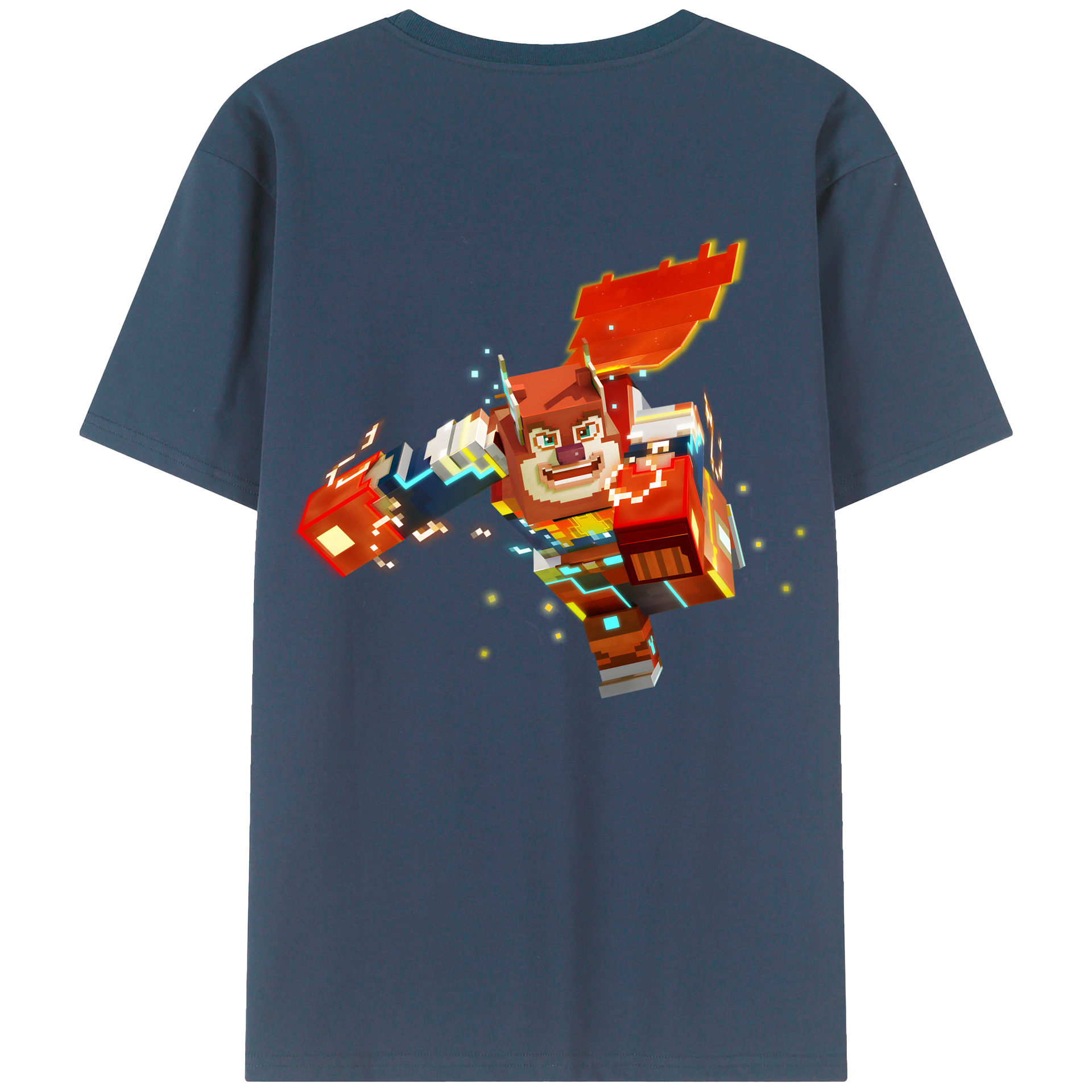 （画像用） マインクラフト ブロックの世界 Minecraft MC Block world 綿100％半袖Tシャツ（背面プリント）