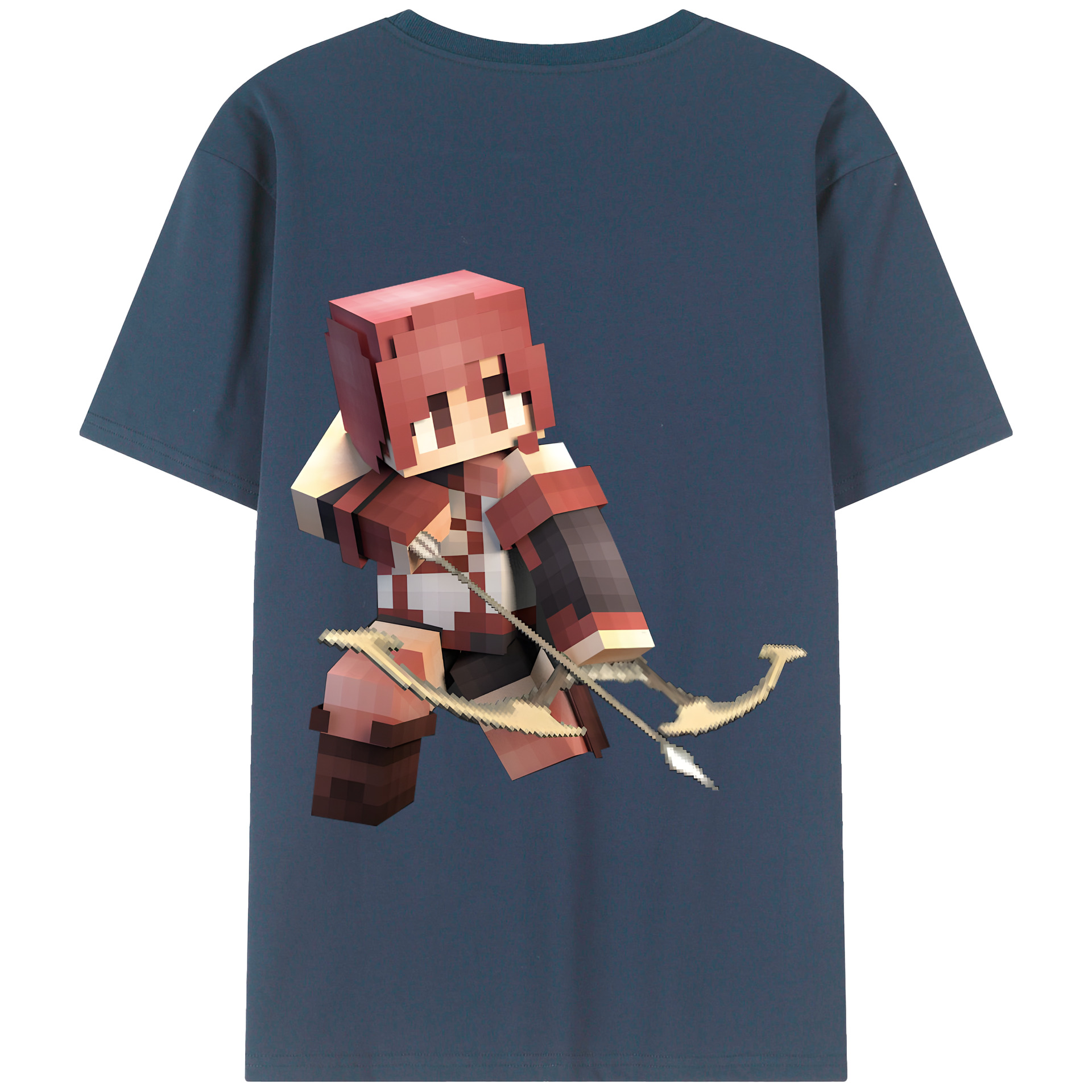 （画像用） マインクラフト ブロックの世界 Minecraft MC Block world 綿100％半袖Tシャツ（背面プリント）