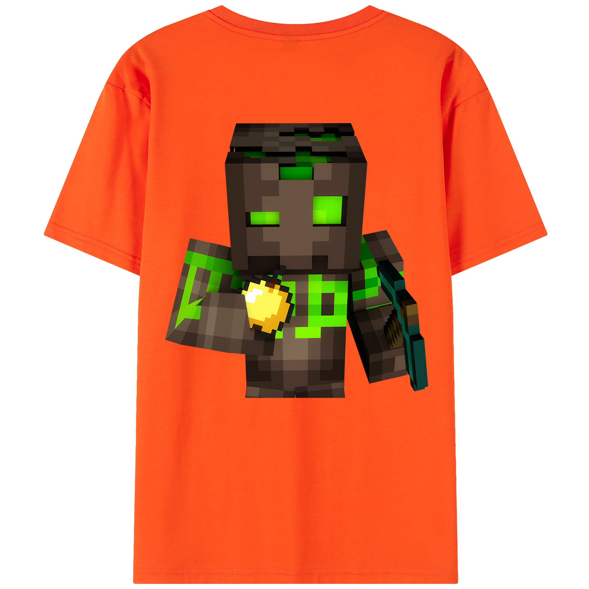 （画像用） マインクラフト ブロックの世界 Minecraft MC Block world 綿100％半袖Tシャツ（背面プリント）