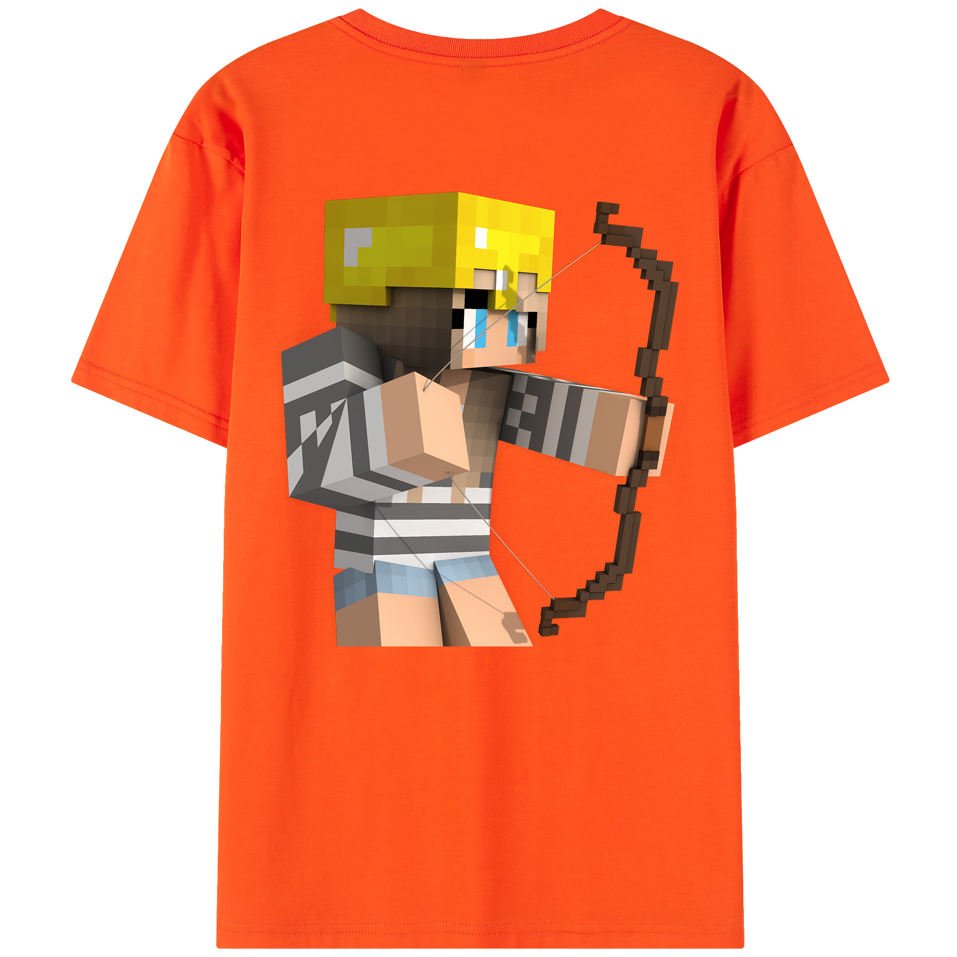 （画像用） マインクラフト ブロックの世界 Minecraft MC Block world 綿100％半袖Tシャツ（背面プリント）