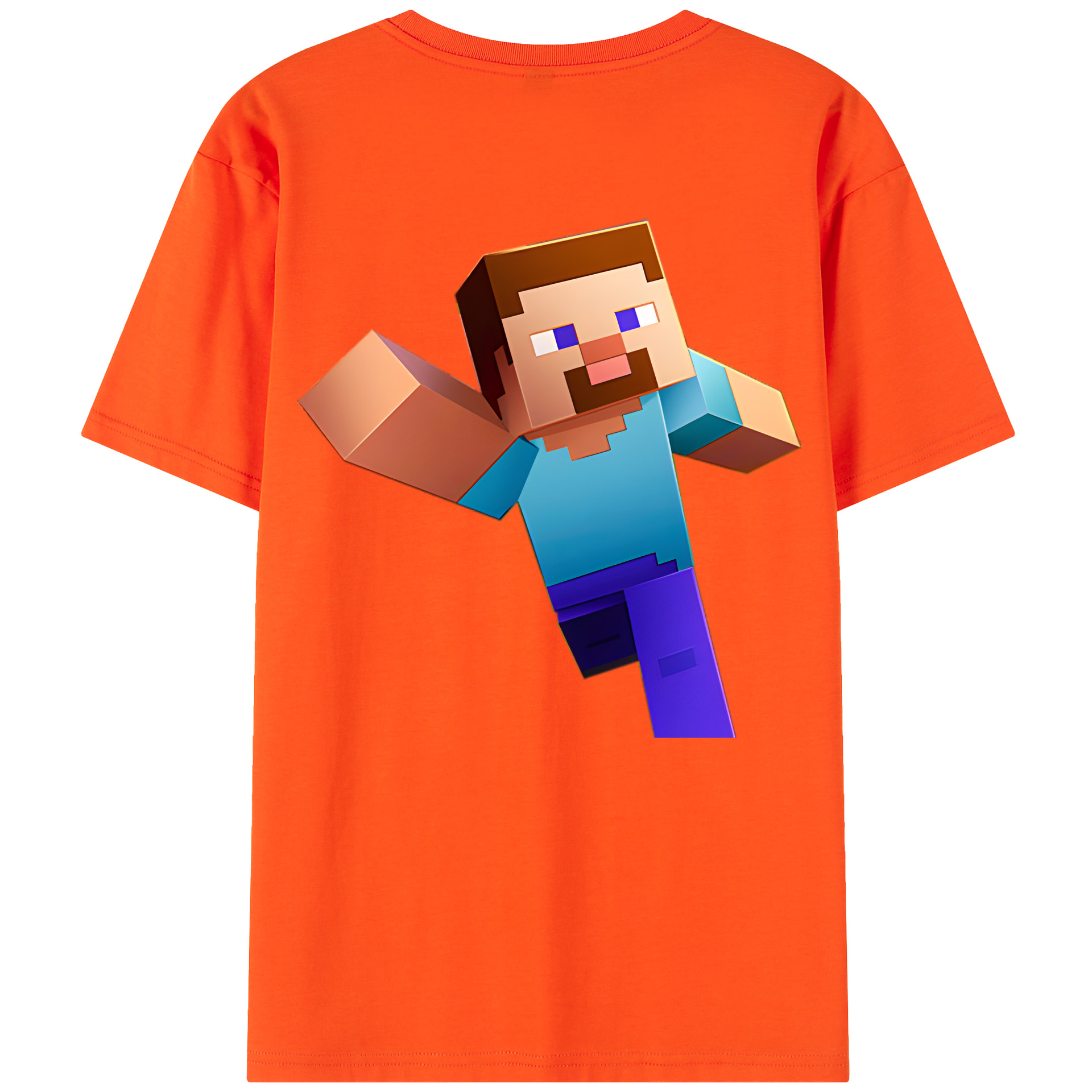 （画像用） マインクラフト ブロックの世界 Minecraft MC Block world 綿100％半袖Tシャツ（背面プリント）