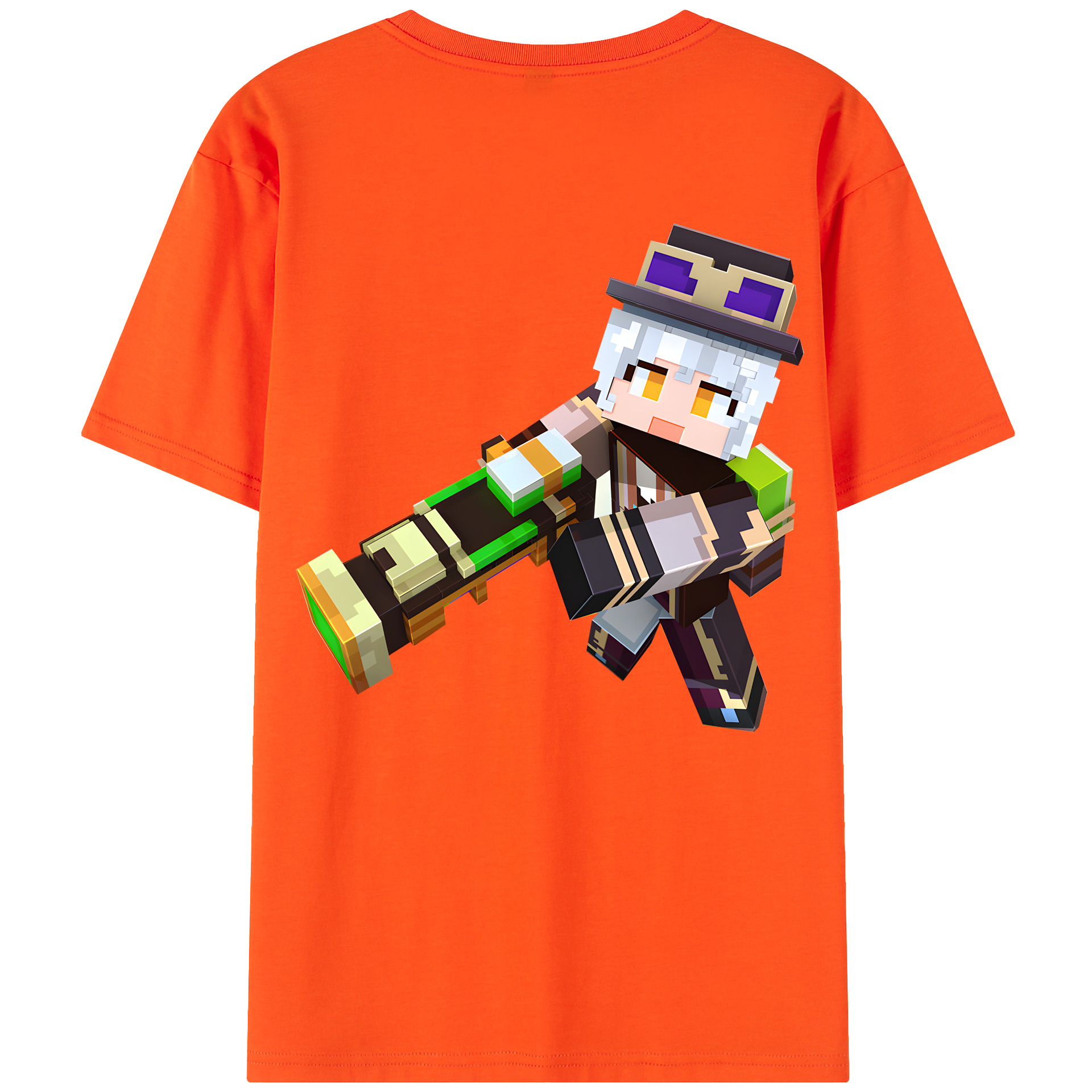 （画像用） マインクラフト ブロックの世界 Minecraft MC Block world 綿100％半袖Tシャツ（背面プリント）