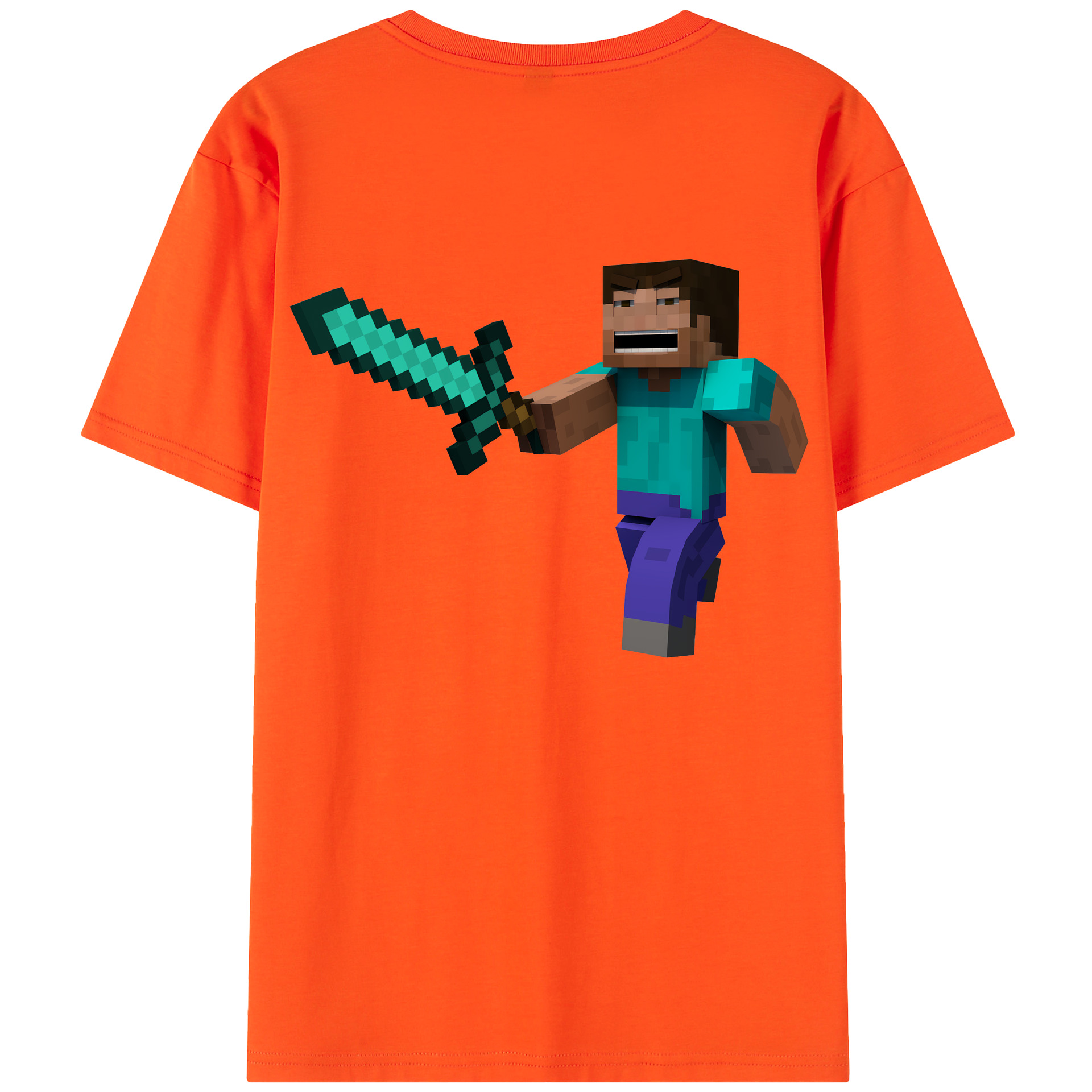 （画像用） マインクラフト ブロックの世界 Minecraft MC Block world 綿100％半袖Tシャツ（背面プリント）