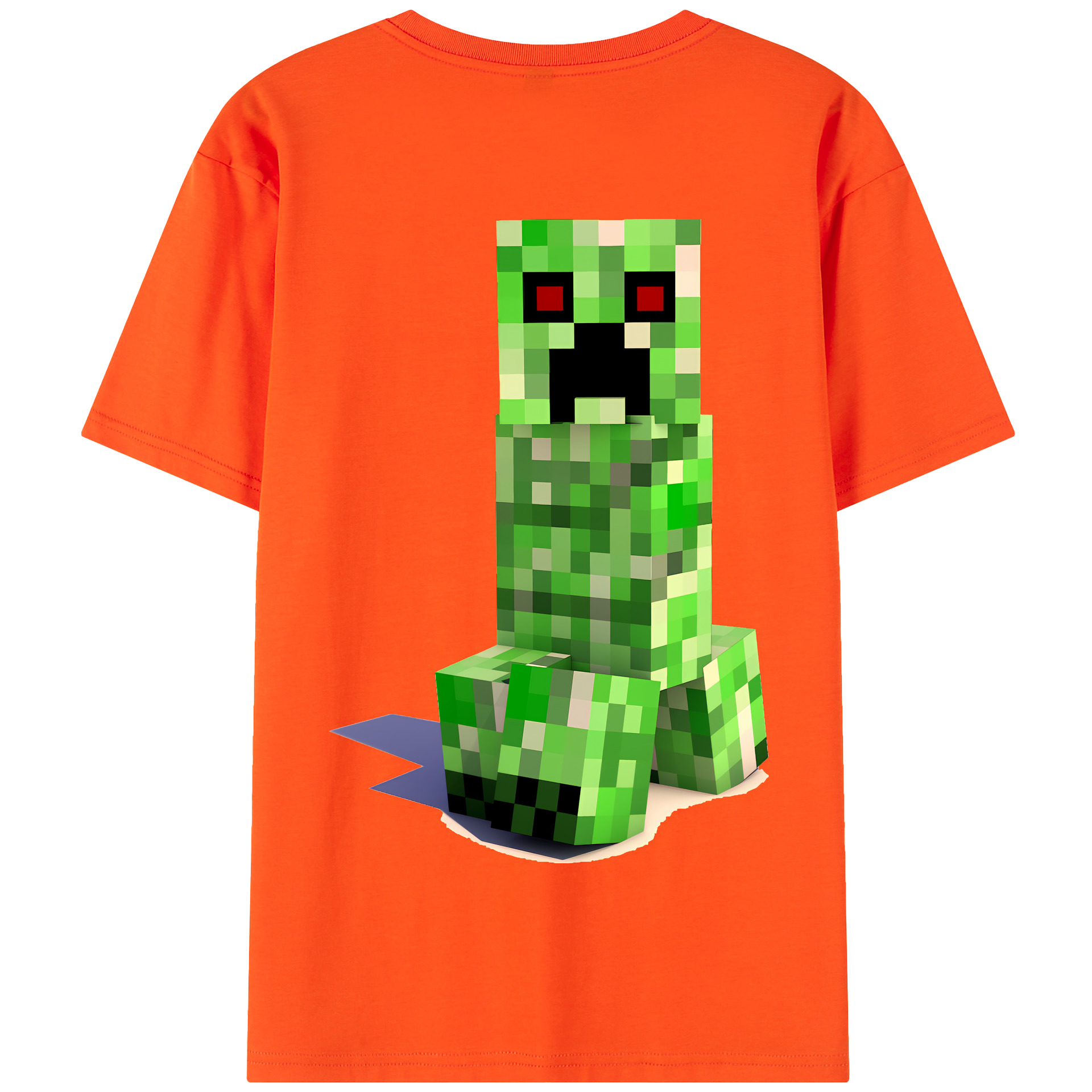 （画像用） マインクラフト ブロックの世界 Minecraft MC Block world 綿100％半袖Tシャツ（背面プリント）