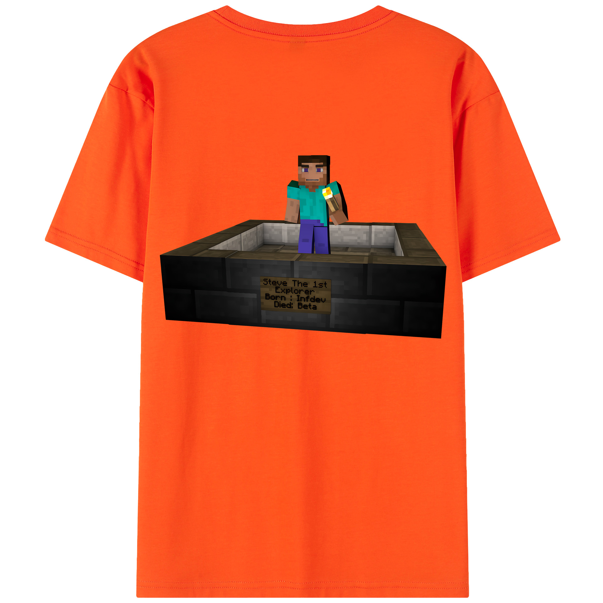 （画像用） マインクラフト ブロックの世界 Minecraft MC Block world 綿100％半袖Tシャツ（背面プリント）