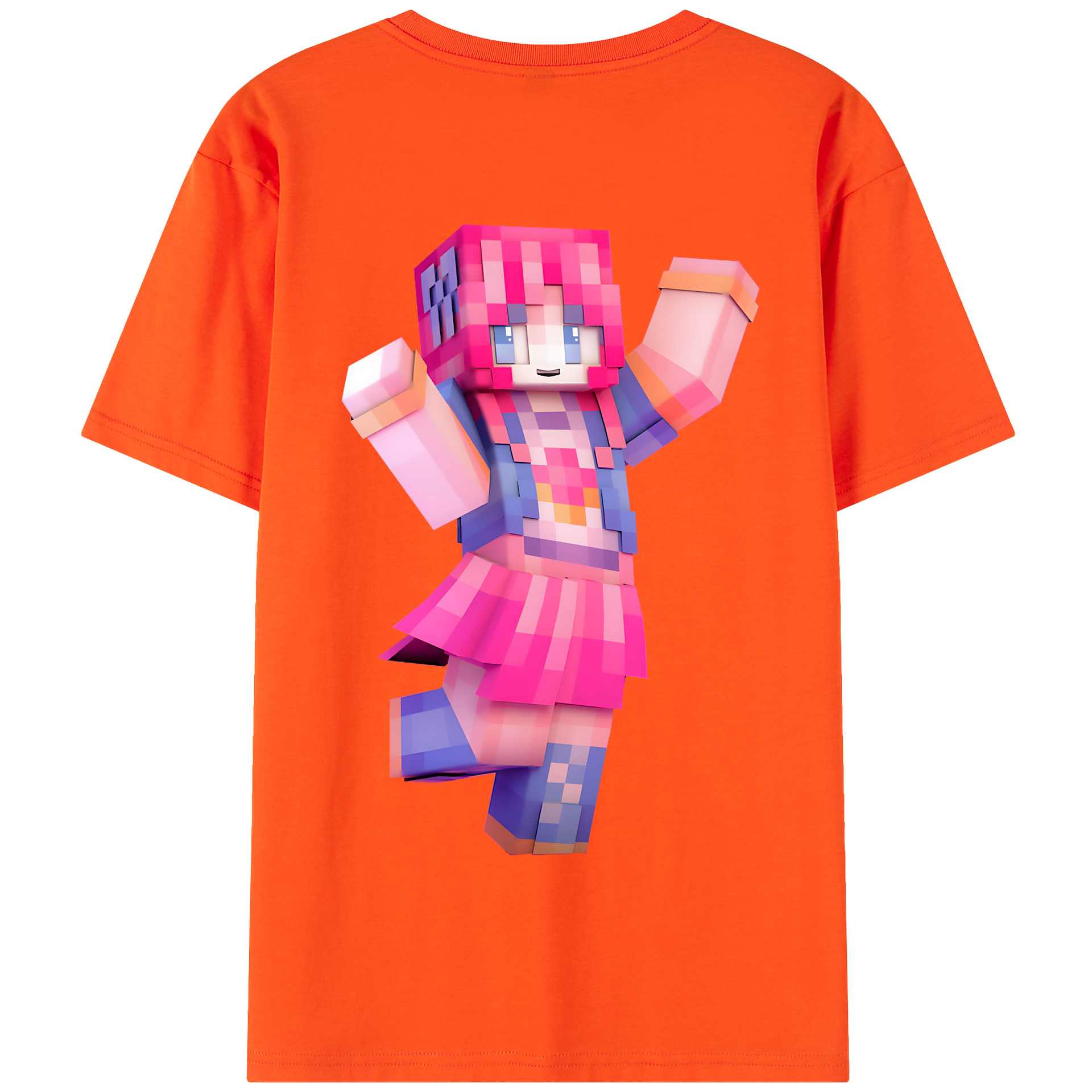（画像用） マインクラフト ブロックの世界 Minecraft MC Block world 綿100％半袖Tシャツ（背面プリント）