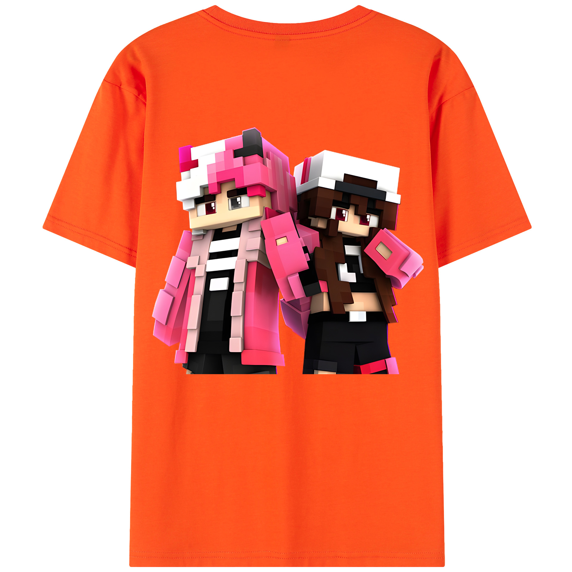 （画像用） マインクラフト ブロックの世界 Minecraft MC Block world 綿100％半袖Tシャツ（背面プリント）