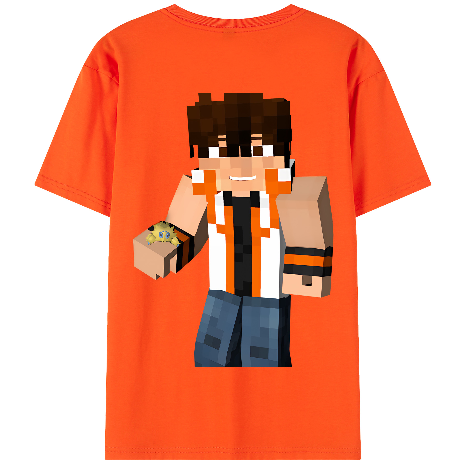 （画像用） マインクラフト ブロックの世界 Minecraft MC Block world 綿100％半袖Tシャツ（背面プリント）