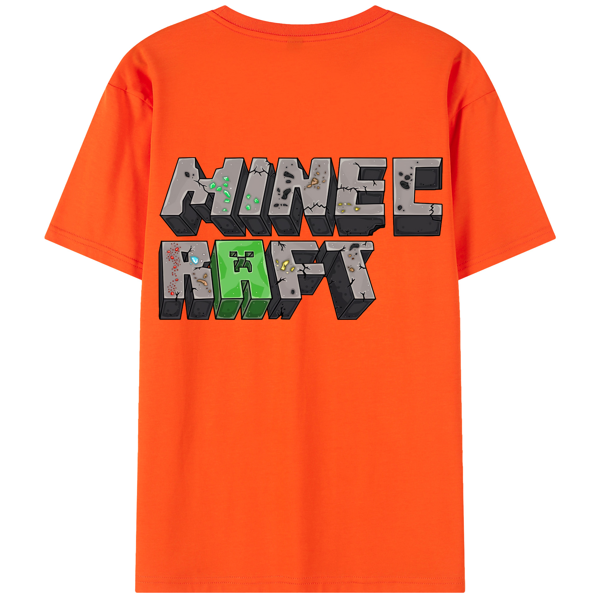 （画像用） マインクラフト ブロックの世界 Minecraft MC Block world 綿100％半袖Tシャツ（背面プリント）