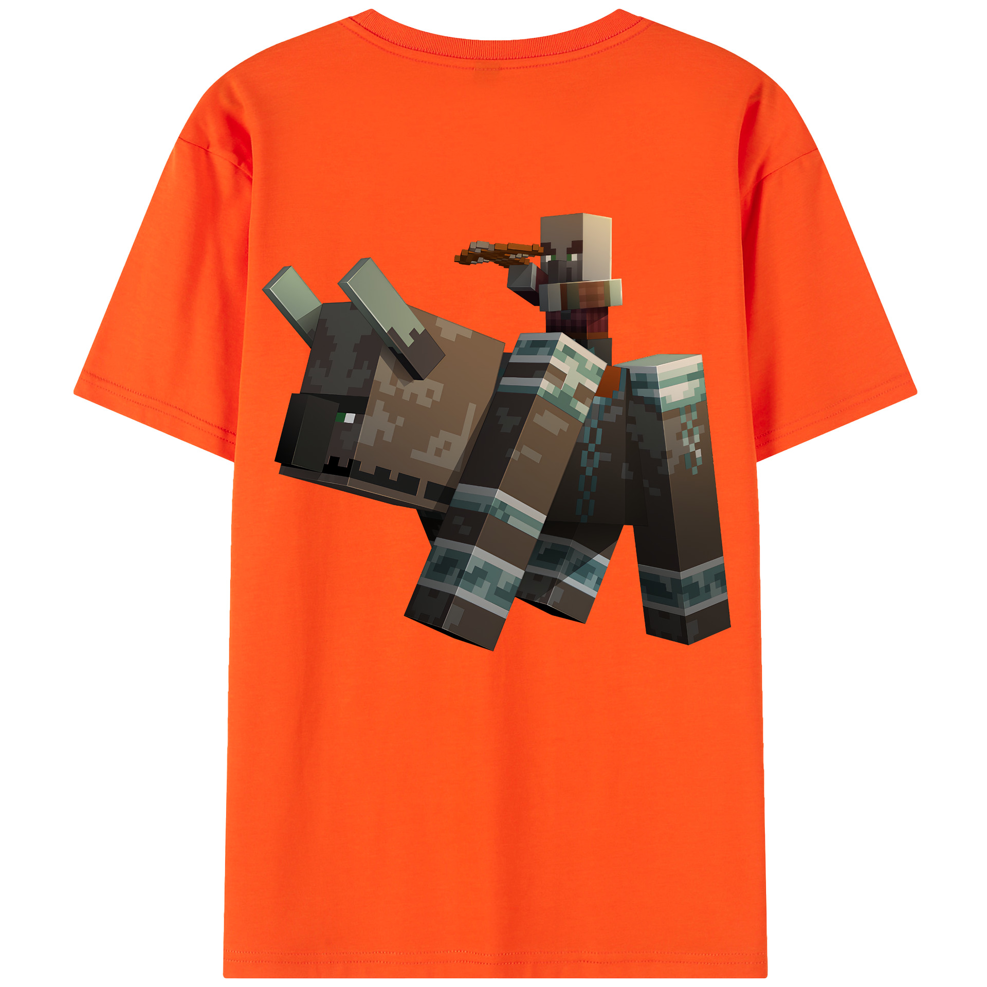 （画像用） マインクラフト ブロックの世界 Minecraft MC Block world 綿100％半袖Tシャツ（背面プリント）