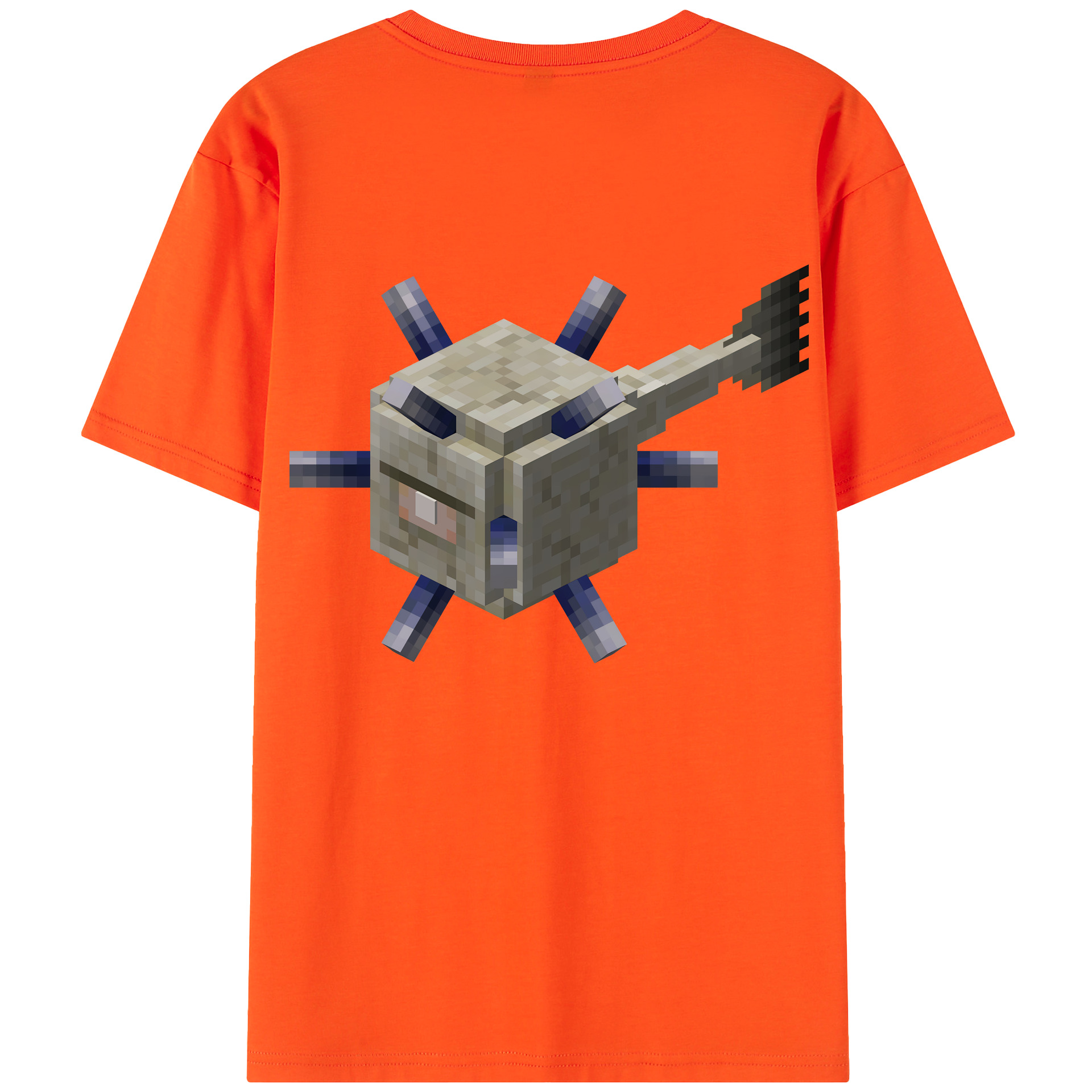 （画像用） マインクラフト ブロックの世界 Minecraft MC Block world 綿100％半袖Tシャツ（背面プリント）