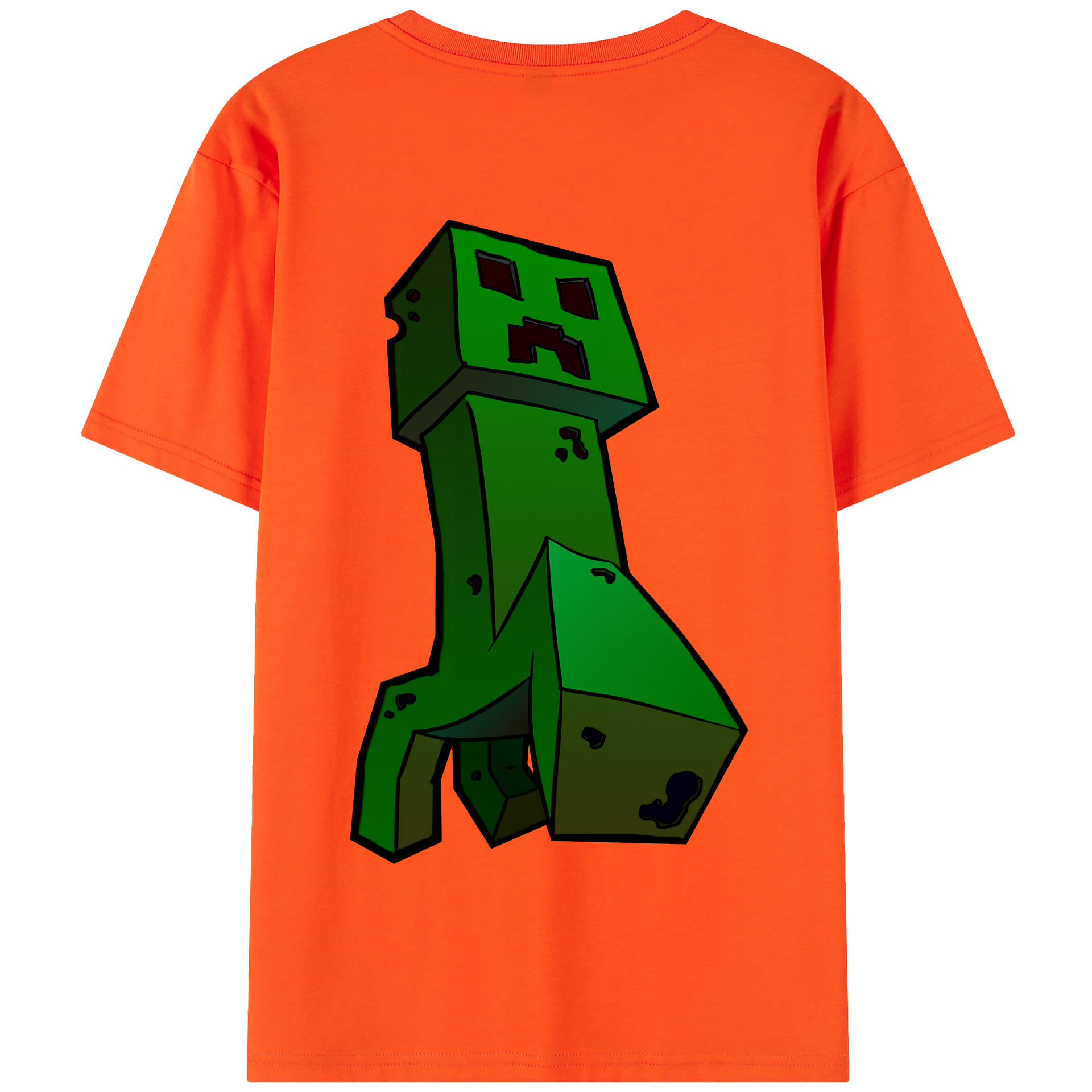 （画像用） マインクラフト ブロックの世界 Minecraft MC Block world 綿100％半袖Tシャツ（背面プリント）