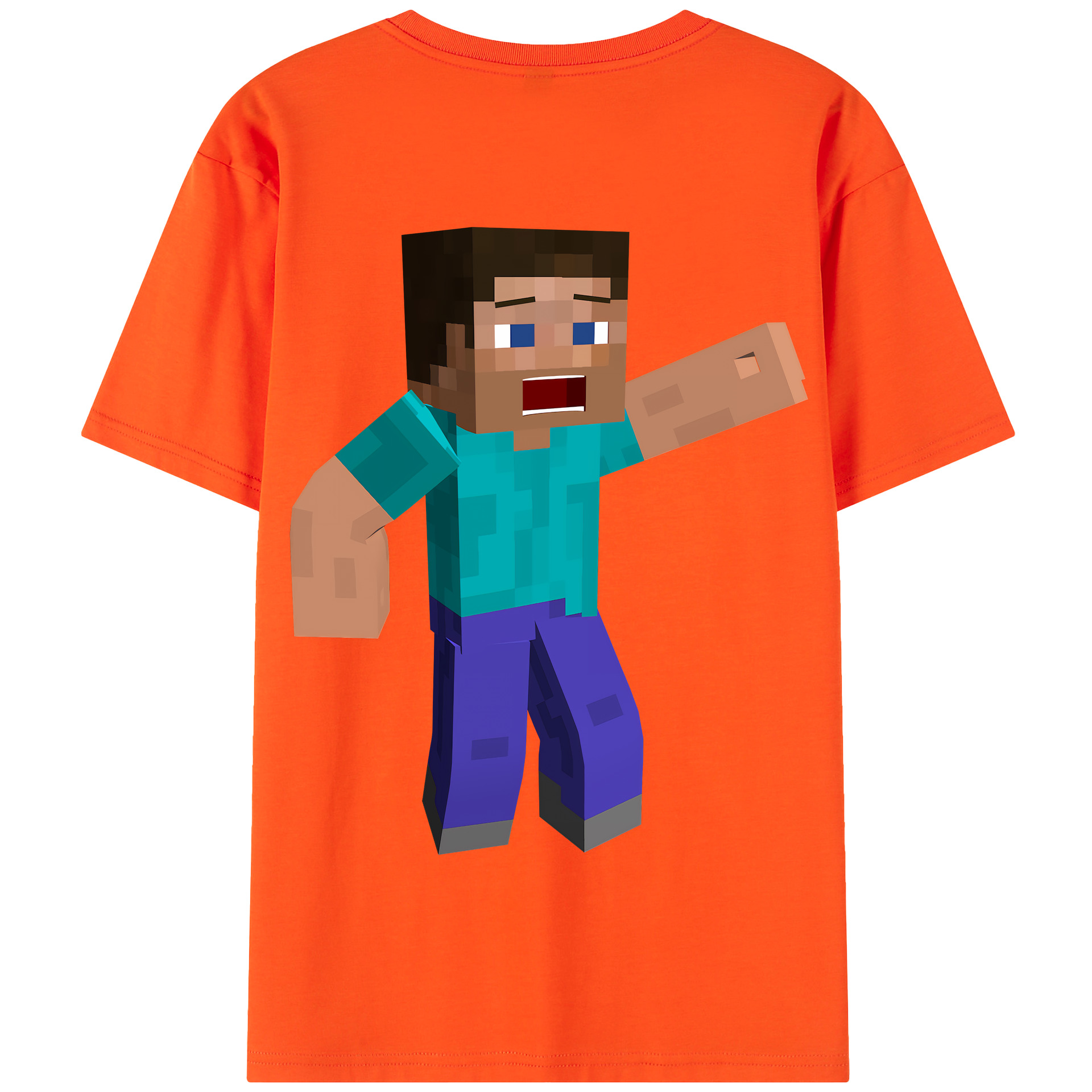 （画像用） マインクラフト ブロックの世界 Minecraft MC Block world 綿100％半袖Tシャツ（背面プリント）