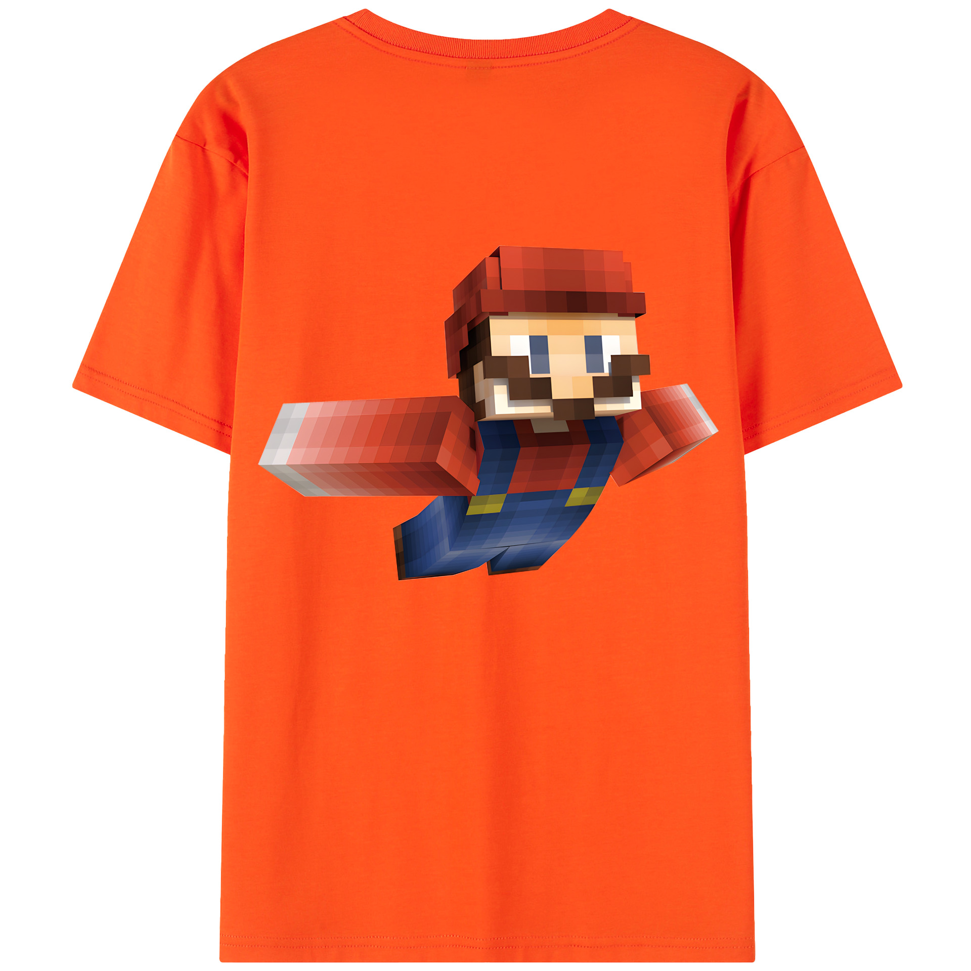 （画像用） マインクラフト ブロックの世界 Minecraft MC Block world 綿100％半袖Tシャツ（背面プリント）
