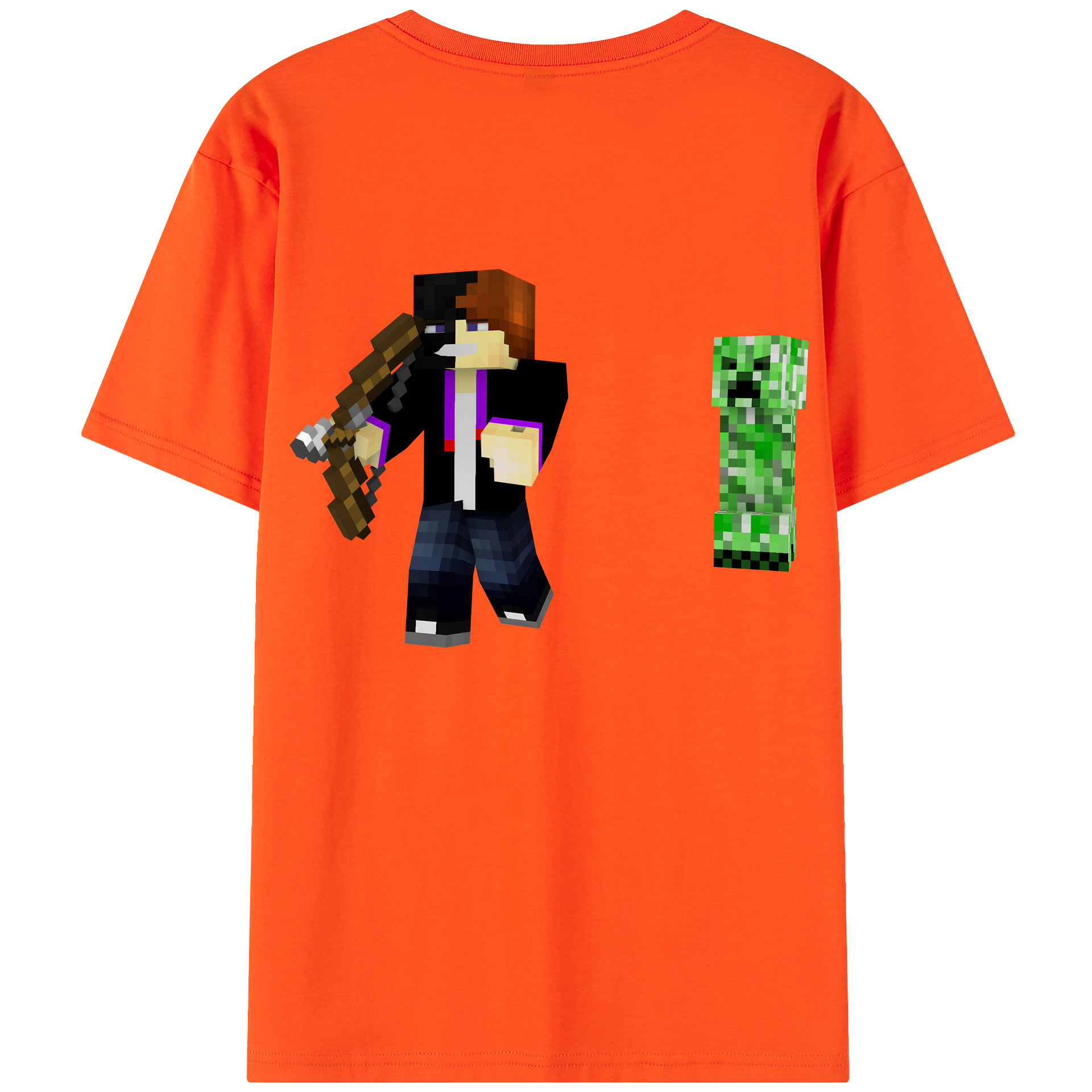 （画像用） マインクラフト ブロックの世界 Minecraft MC Block world 綿100％半袖Tシャツ（背面プリント）