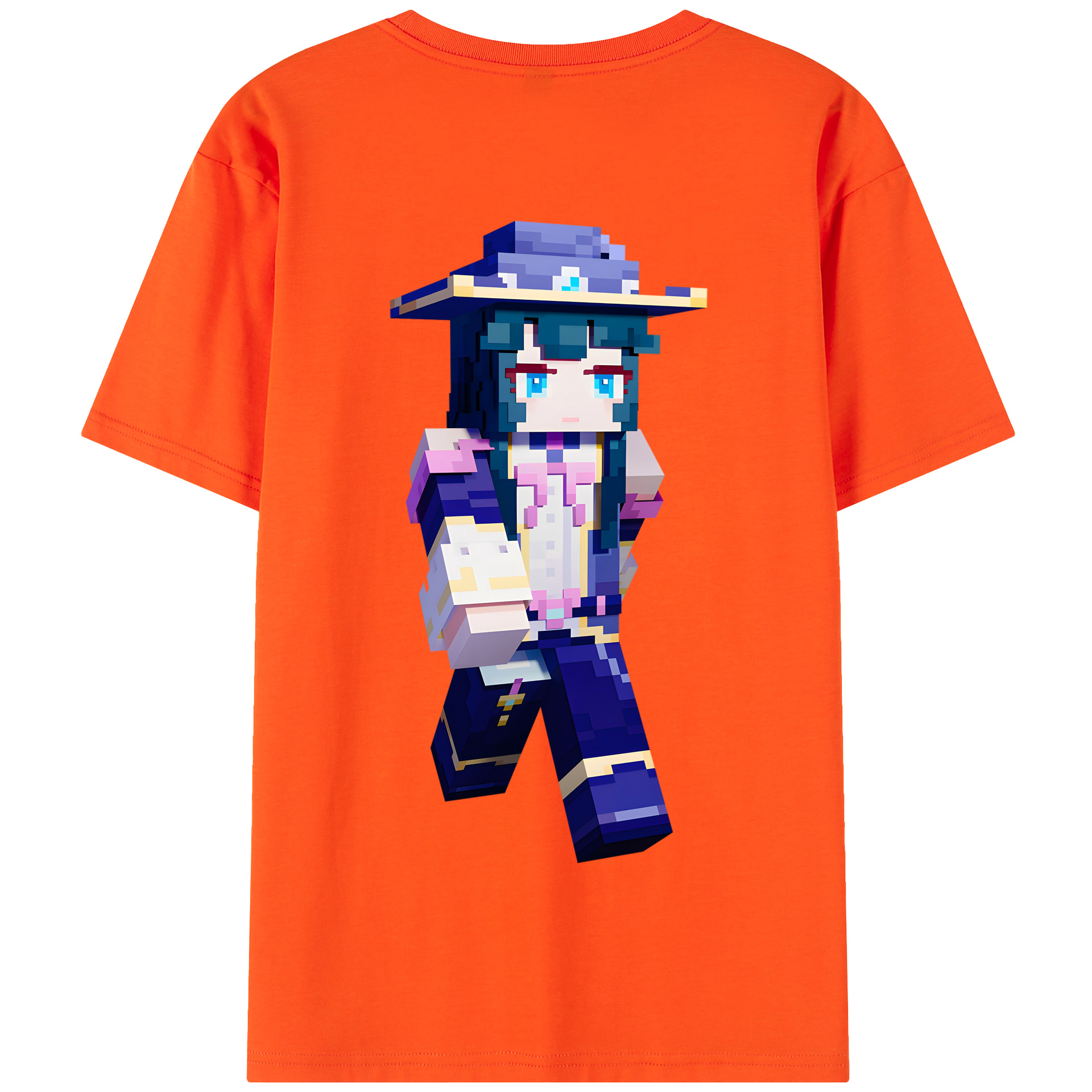 （画像用） マインクラフト ブロックの世界 Minecraft MC Block world 綿100％半袖Tシャツ（背面プリント）