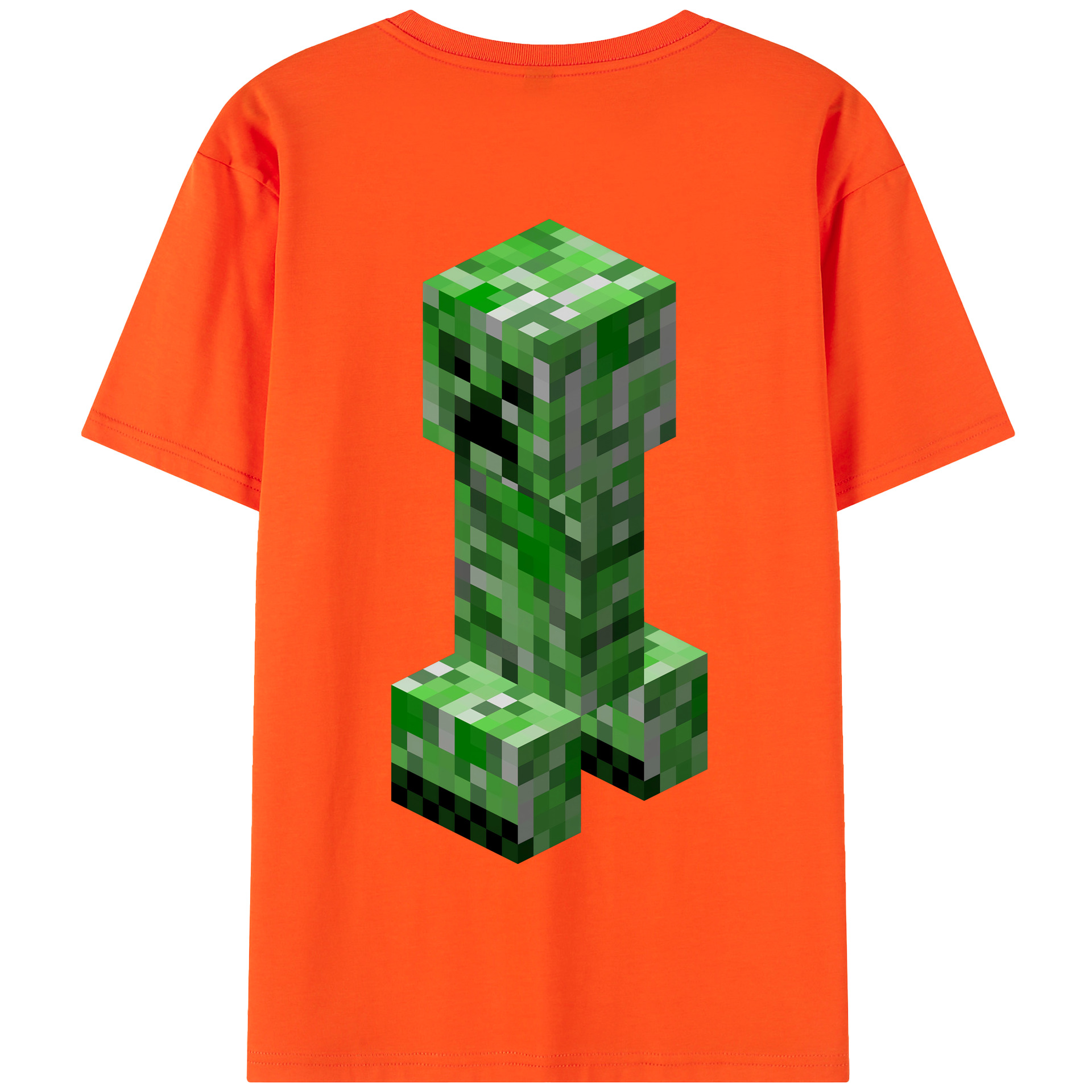 （画像用） マインクラフト ブロックの世界 Minecraft MC Block world 綿100％半袖Tシャツ（背面プリント）