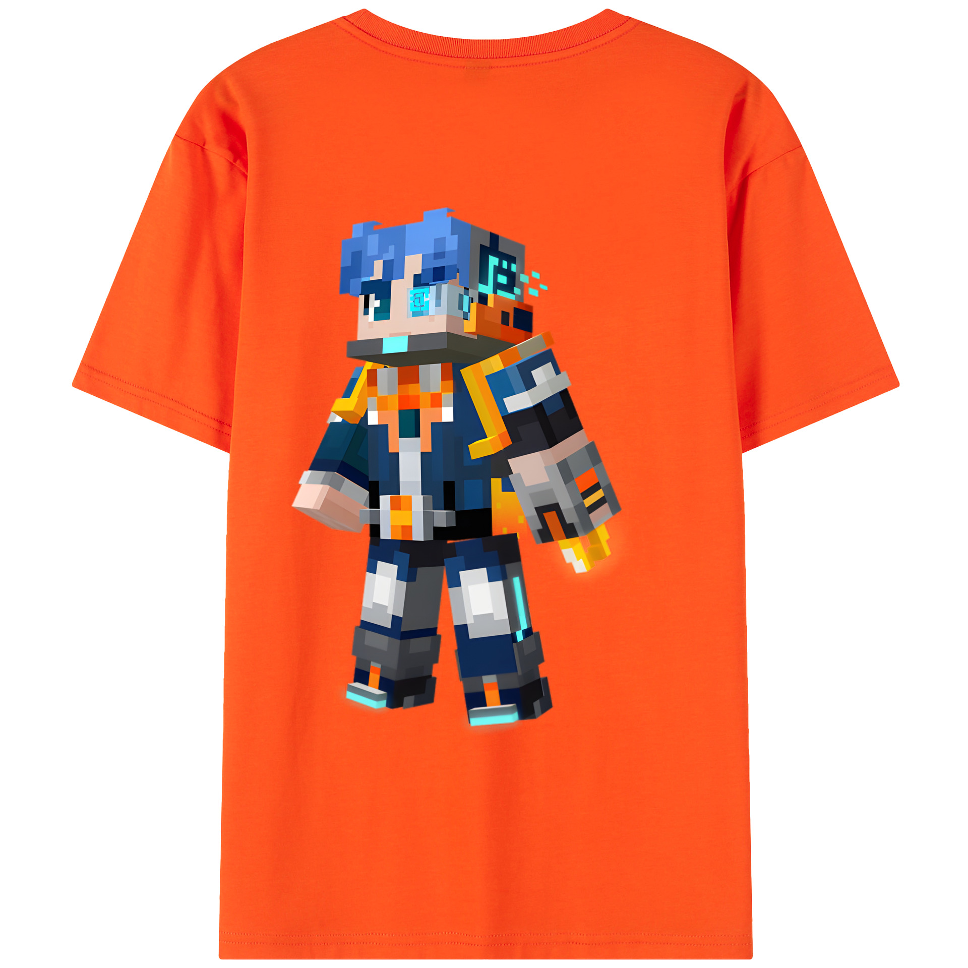 （画像用） マインクラフト ブロックの世界 Minecraft MC Block world 綿100％半袖Tシャツ（背面プリント）