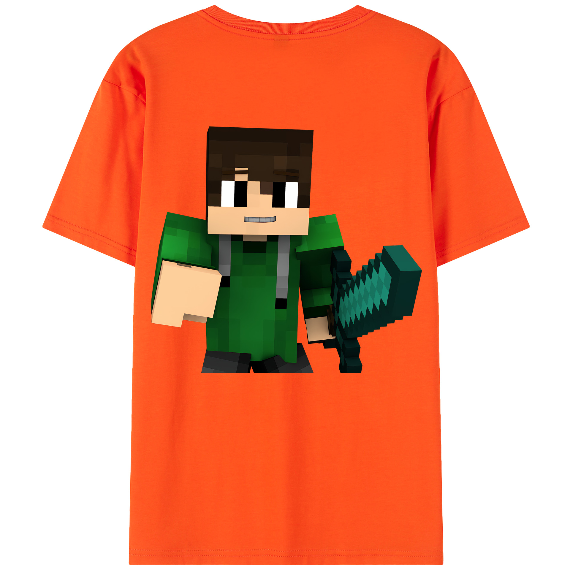 （画像用） マインクラフト ブロックの世界 Minecraft MC Block world 綿100％半袖Tシャツ（背面プリント）