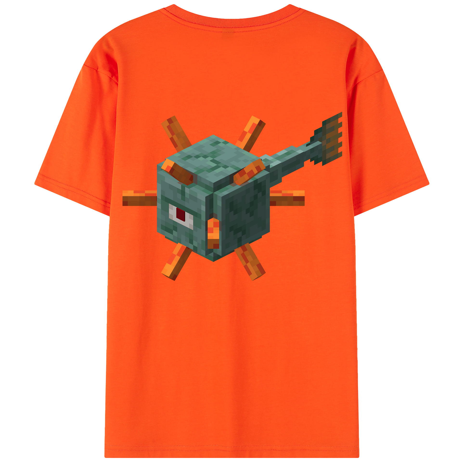 （画像用） マインクラフト ブロックの世界 Minecraft MC Block world 綿100％半袖Tシャツ（背面プリント）