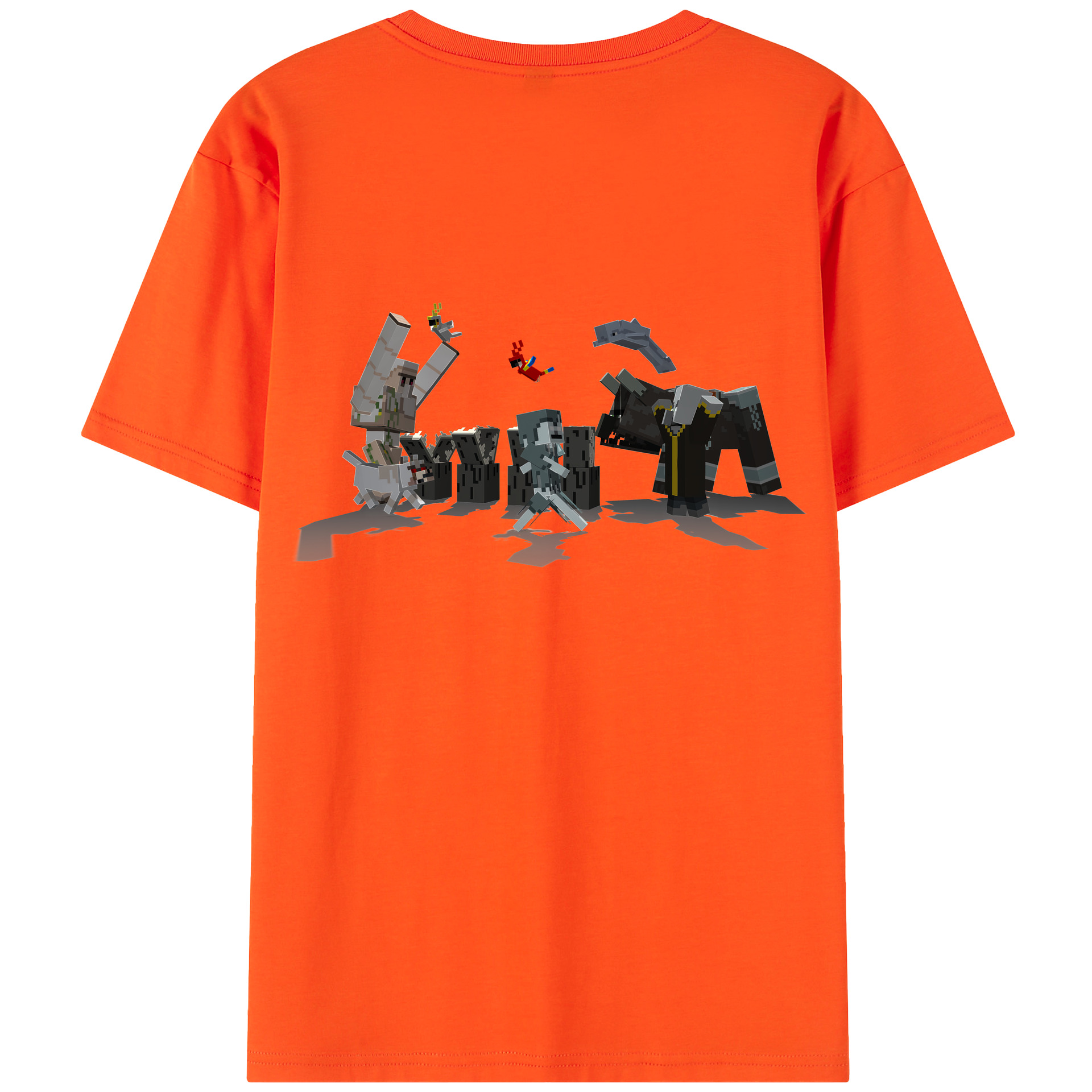 （画像用） マインクラフト ブロックの世界 Minecraft MC Block world 綿100％半袖Tシャツ（背面プリント）