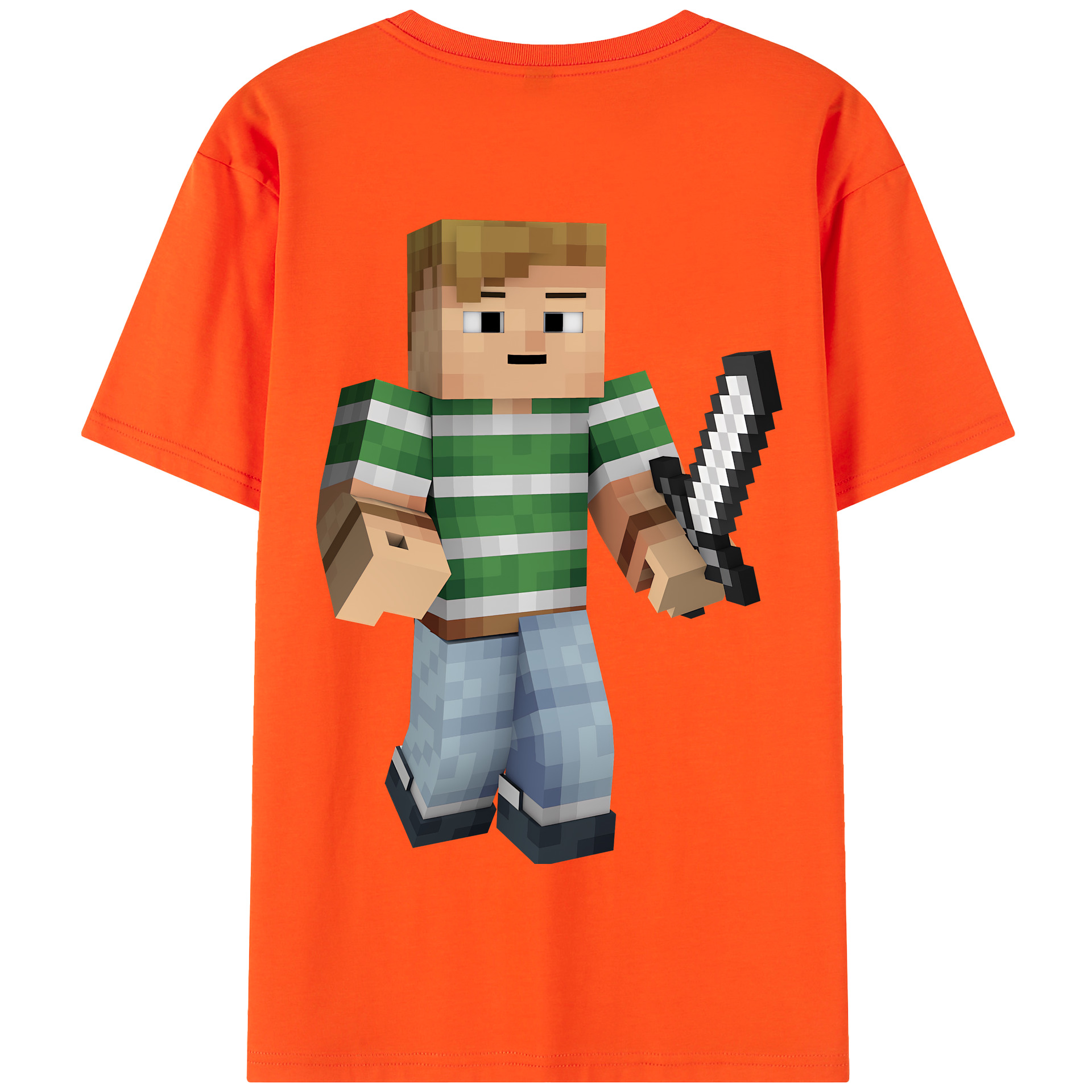 （画像用） マインクラフト ブロックの世界 Minecraft MC Block world 綿100％半袖Tシャツ（背面プリント）
