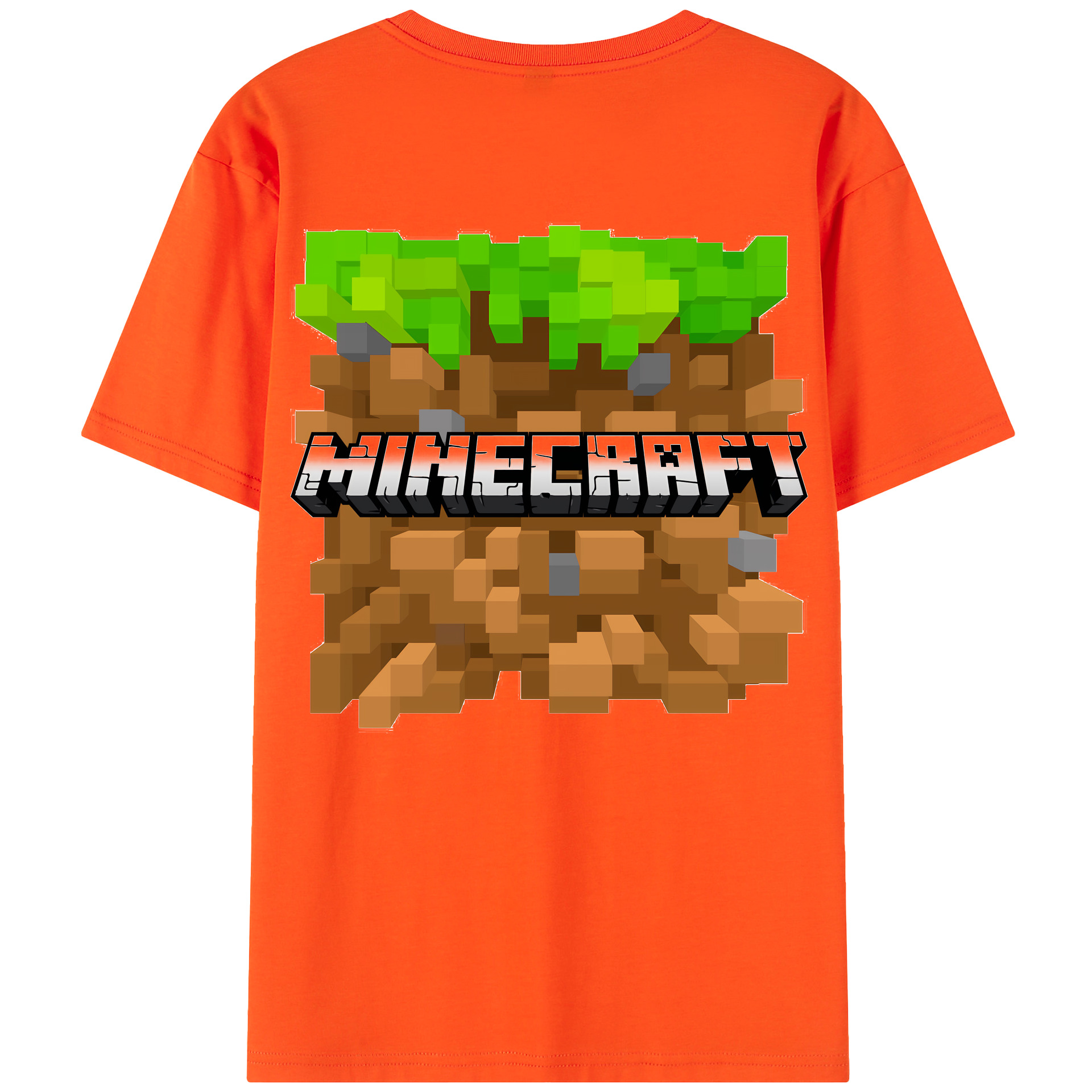 （画像用） マインクラフト ブロックの世界 Minecraft MC Block world 綿100％半袖Tシャツ（背面プリント）