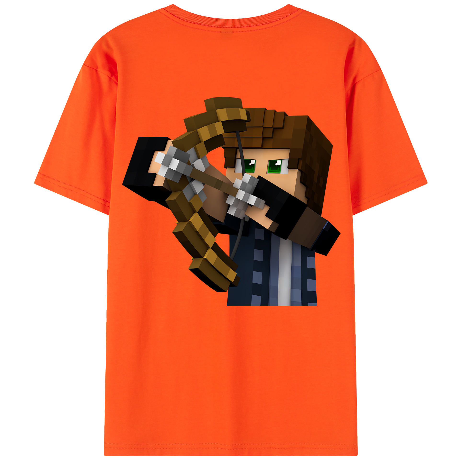 （画像用） マインクラフト ブロックの世界 Minecraft MC Block world 綿100％半袖Tシャツ（背面プリント）