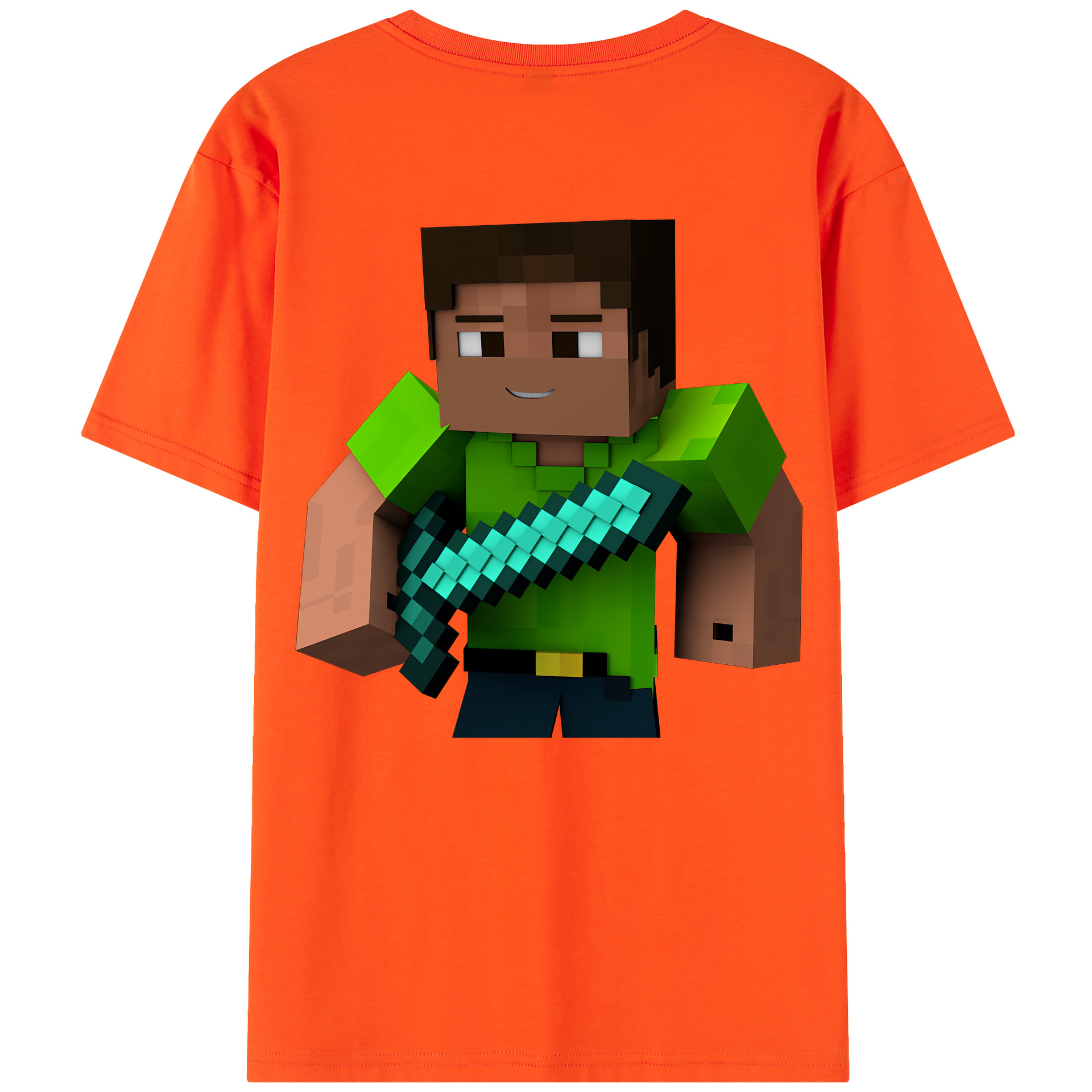 （画像用） マインクラフト ブロックの世界 Minecraft MC Block world 綿100％半袖Tシャツ（背面プリント）