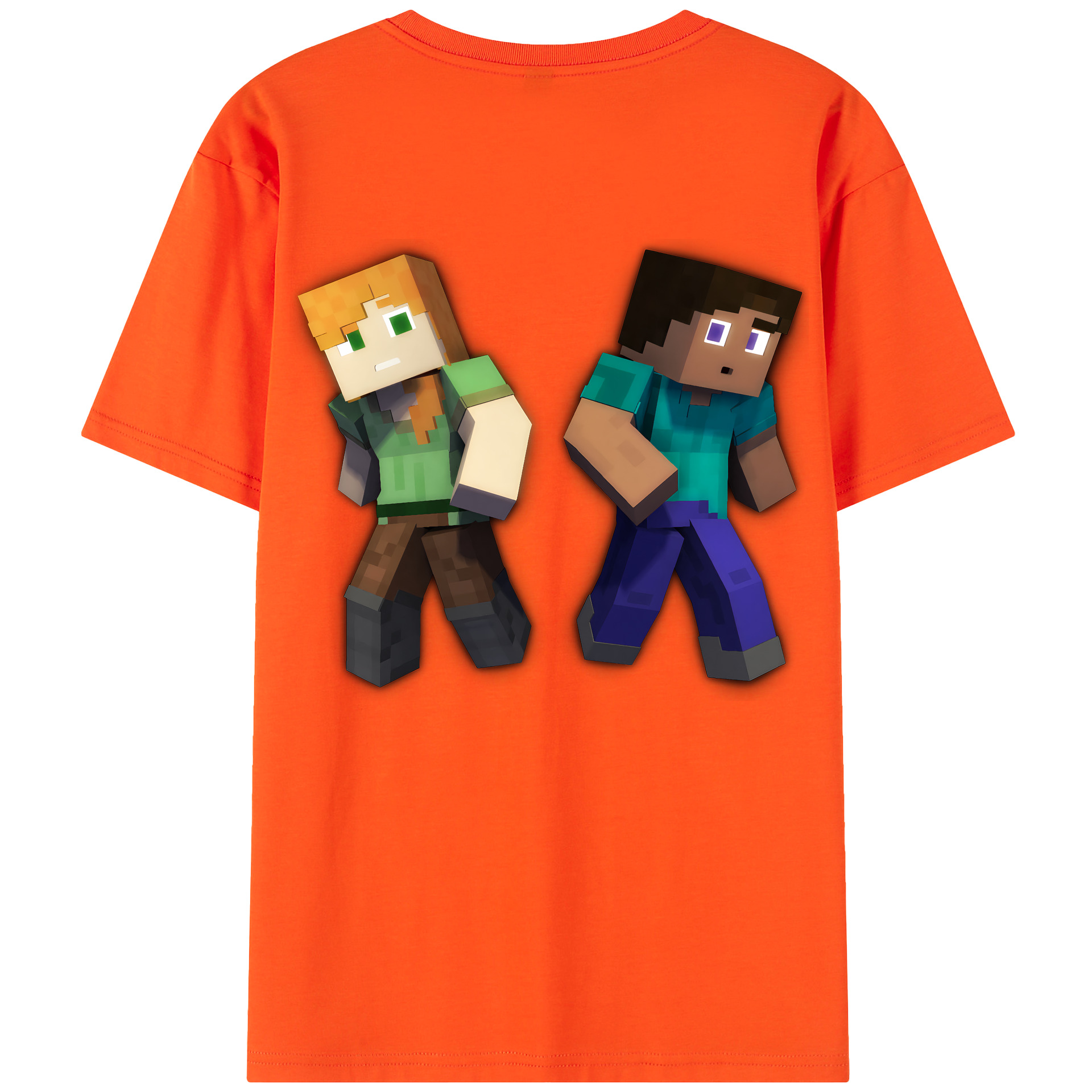 （画像用） マインクラフト ブロックの世界 Minecraft MC Block world 綿100％半袖Tシャツ（背面プリント）