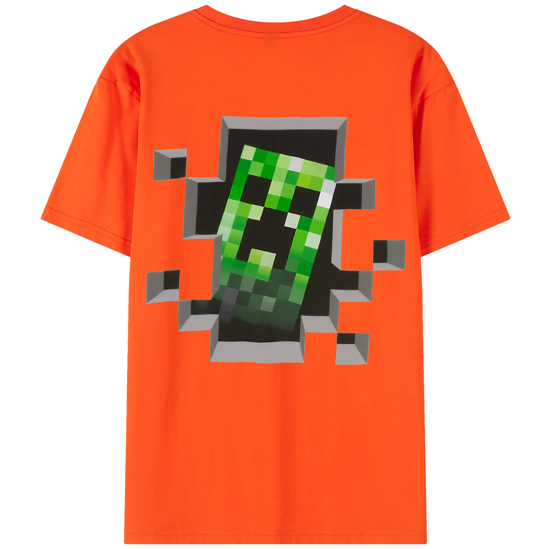 （画像用） マインクラフト ブロックの世界 Minecraft MC Block world 綿100％半袖Tシャツ（背面プリント）