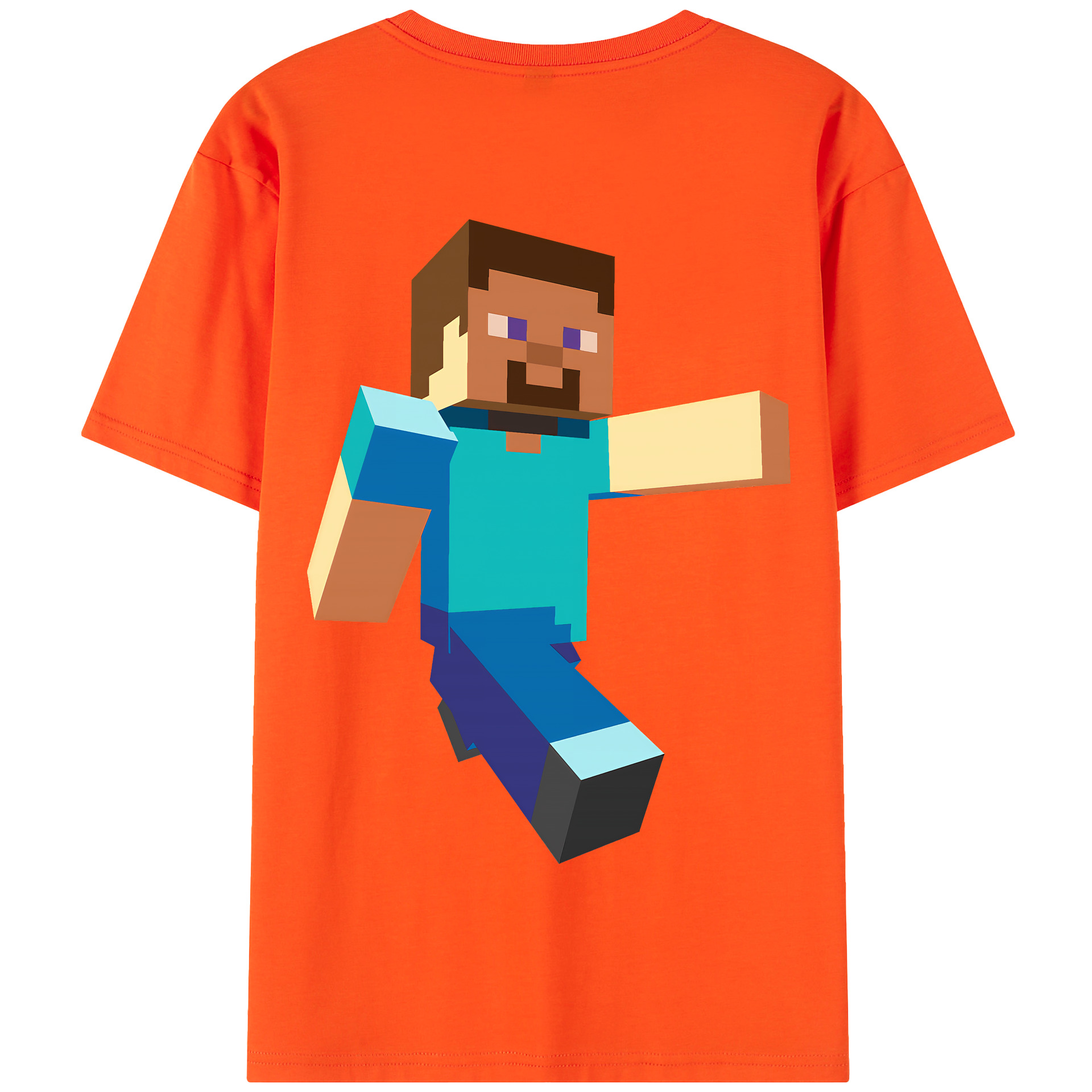 （画像用） マインクラフト ブロックの世界 Minecraft MC Block world 綿100％半袖Tシャツ（背面プリント）
