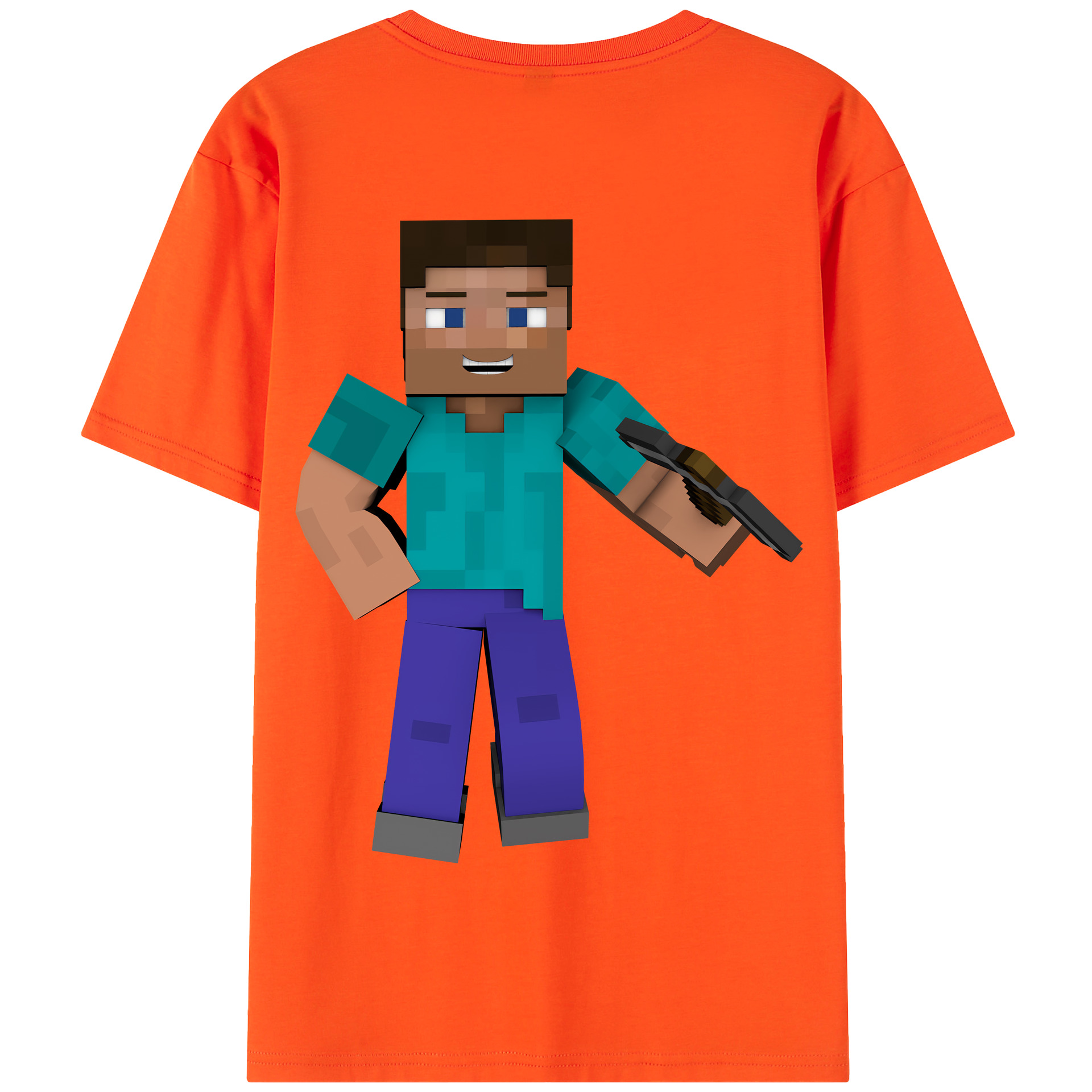 （画像用） マインクラフト ブロックの世界 Minecraft MC Block world 綿100％半袖Tシャツ（背面プリント）