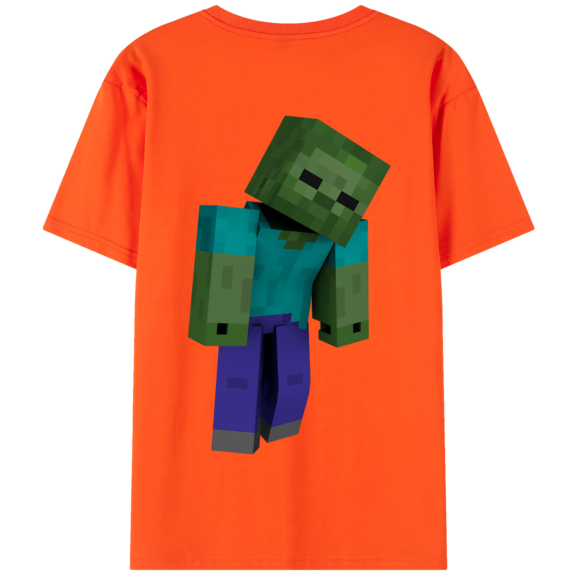 （画像用） マインクラフト ブロックの世界 Minecraft MC Block world 綿100％半袖Tシャツ（背面プリント）