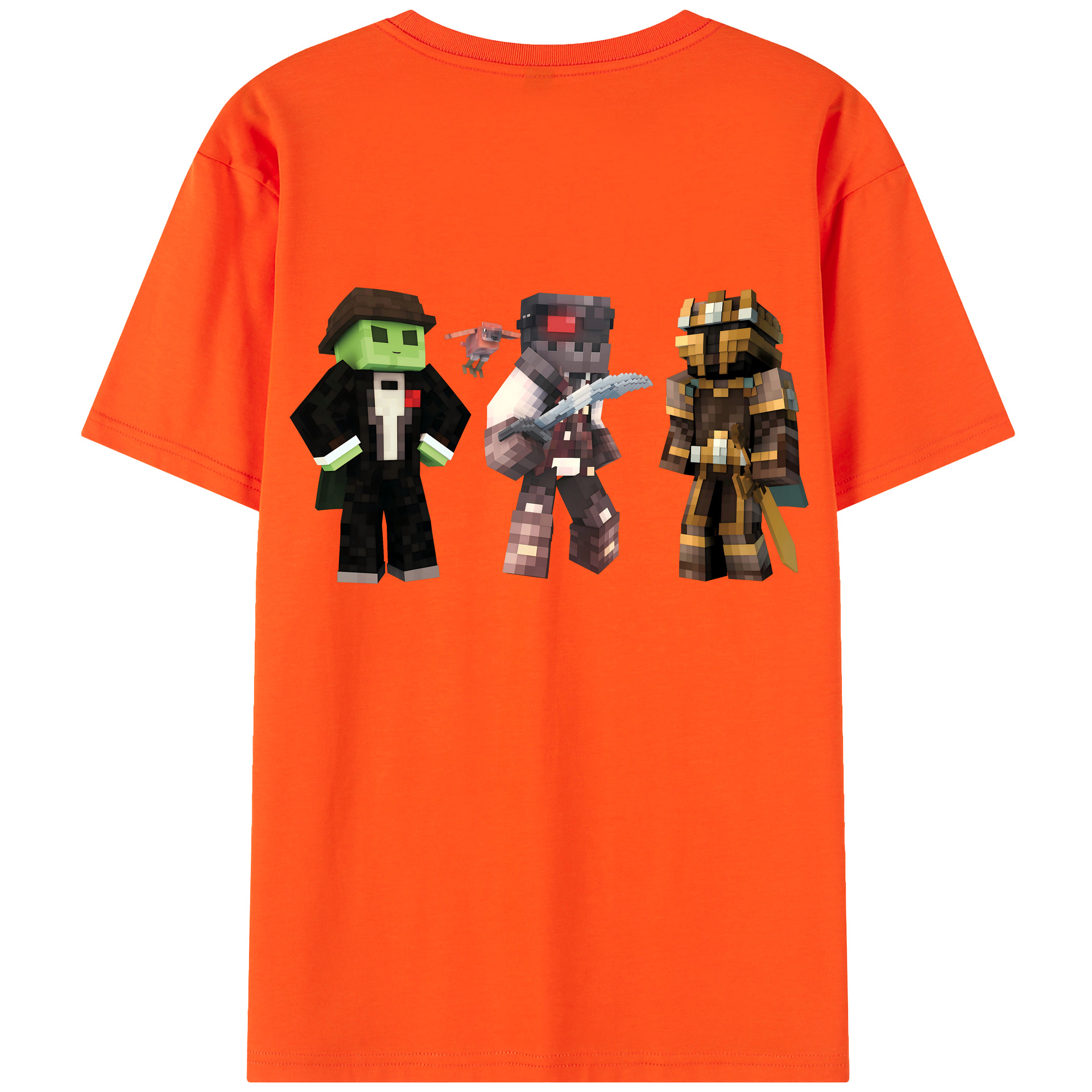 （画像用） マインクラフト ブロックの世界 Minecraft MC Block world 綿100％半袖Tシャツ（背面プリント）