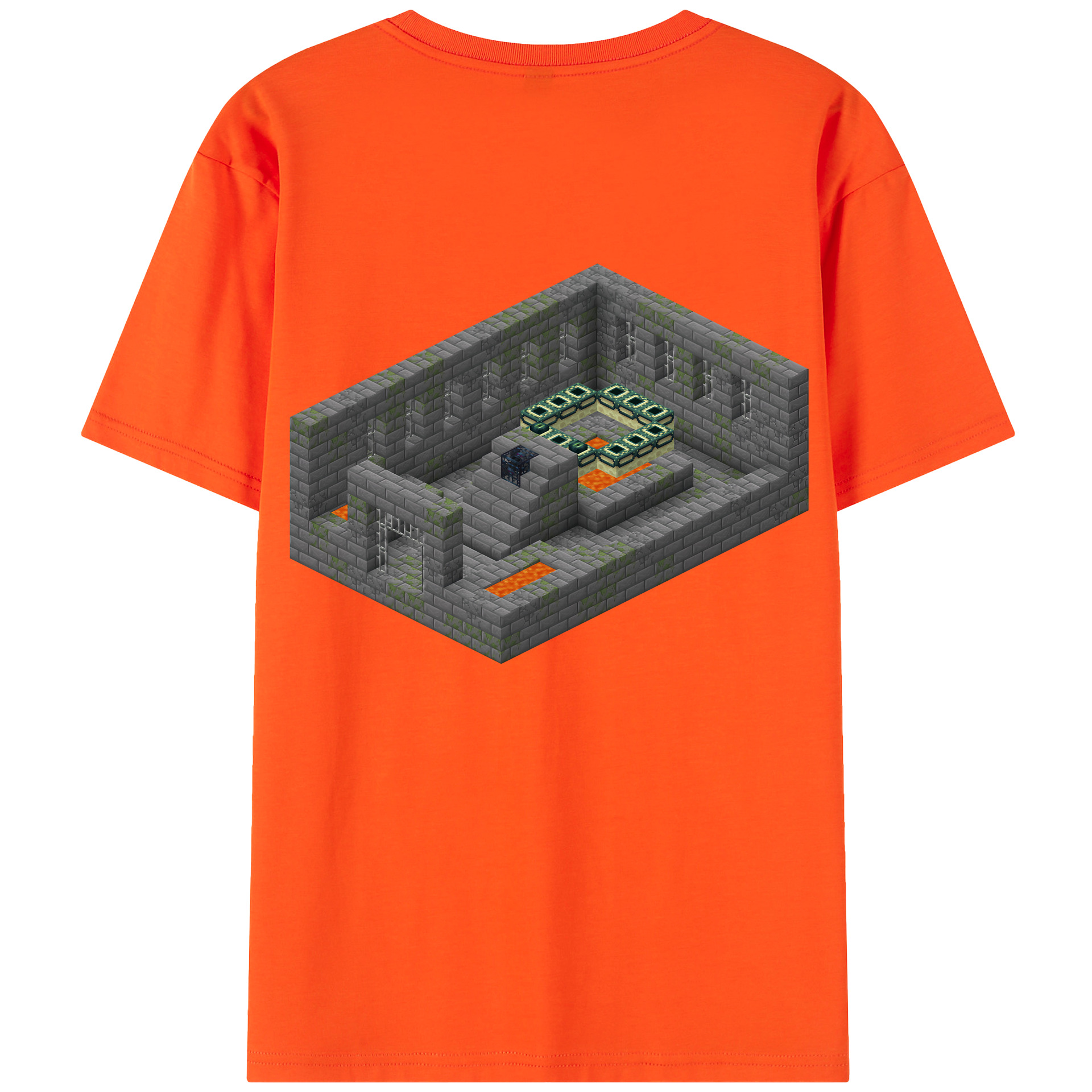 （画像用） マインクラフト ブロックの世界 Minecraft MC Block world 綿100％半袖Tシャツ（背面プリント）