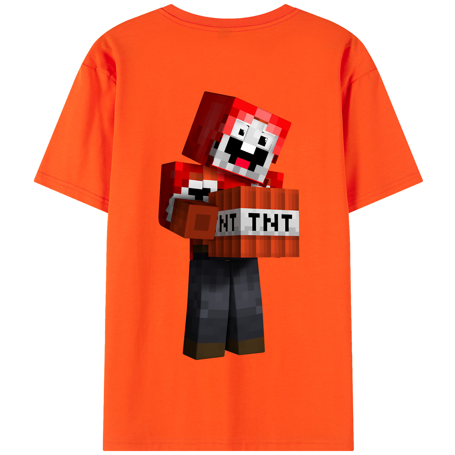 （画像用） マインクラフト ブロックの世界 Minecraft MC Block world 綿100％半袖Tシャツ（背面プリント）