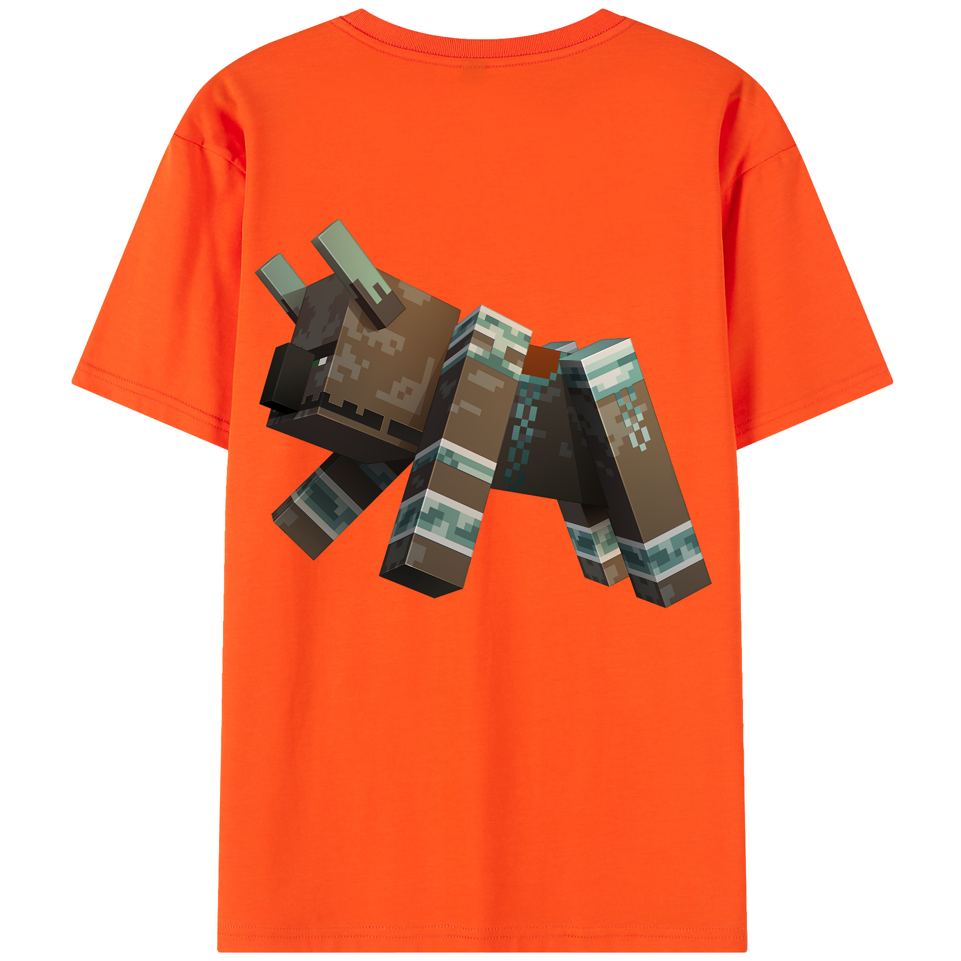 （画像用） マインクラフト ブロックの世界 Minecraft MC Block world 綿100％半袖Tシャツ（背面プリント）