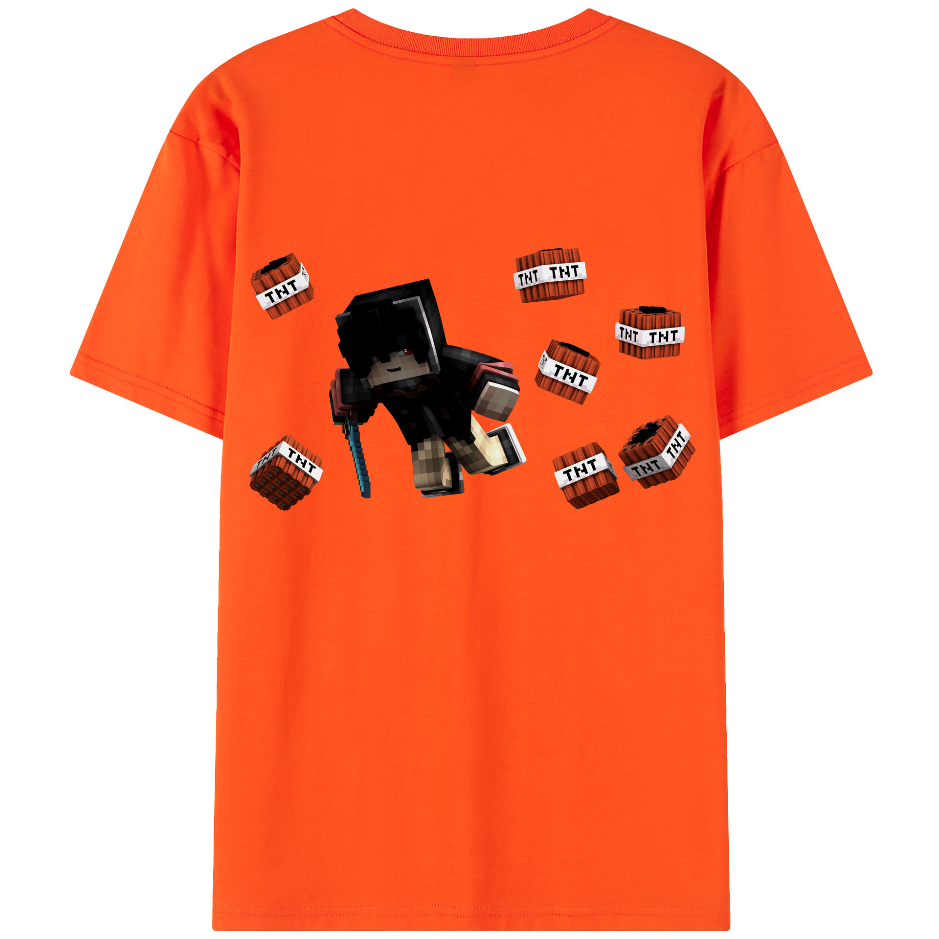 （画像用） マインクラフト ブロックの世界 Minecraft MC Block world 綿100％半袖Tシャツ（背面プリント）