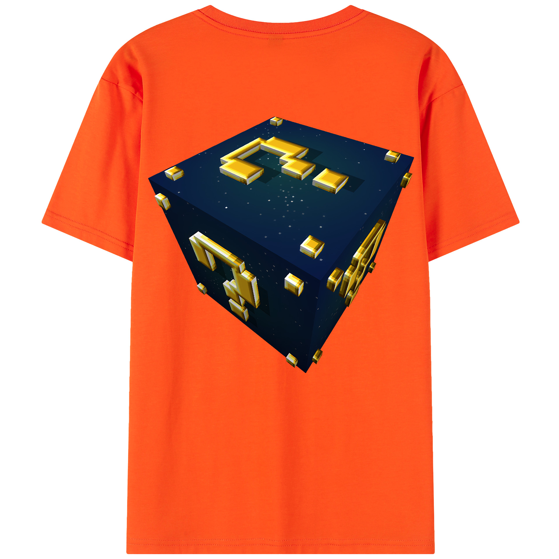 （画像用） マインクラフト ブロックの世界 Minecraft MC Block world 綿100％半袖Tシャツ（背面プリント）