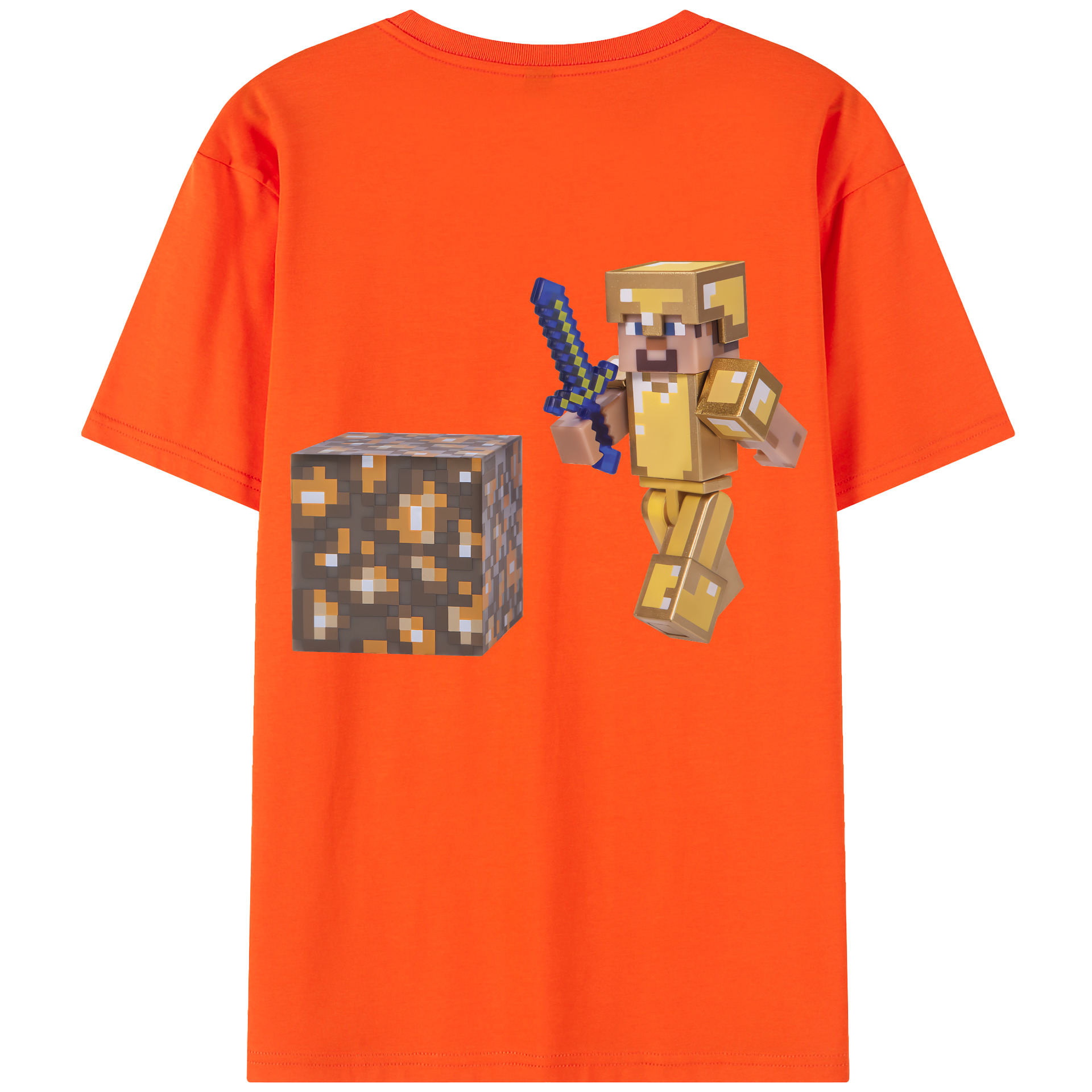 （画像用） マインクラフト ブロックの世界 Minecraft MC Block world 綿100％半袖Tシャツ（背面プリント）