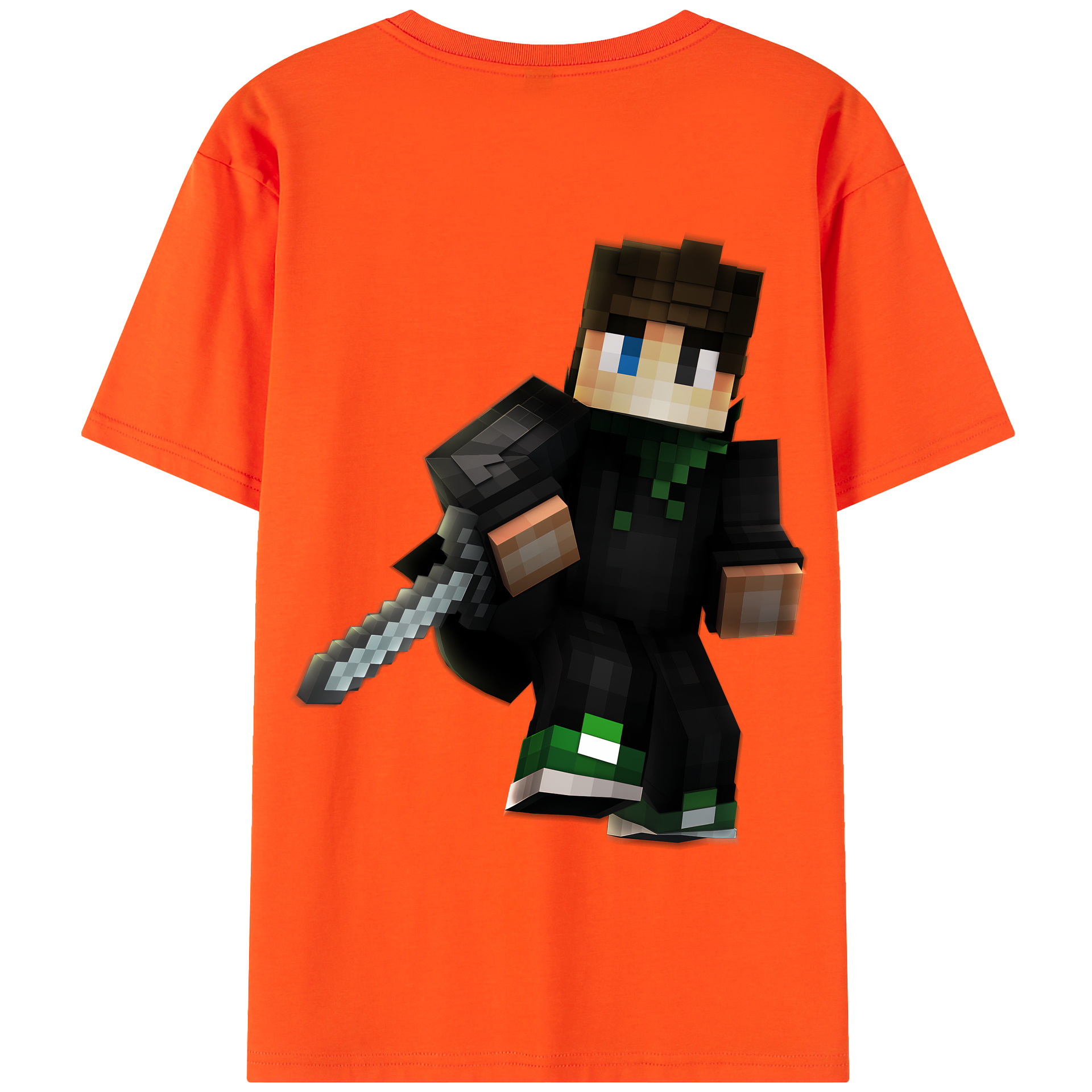 （画像用） マインクラフト ブロックの世界 Minecraft MC Block world 綿100％半袖Tシャツ（背面プリント）