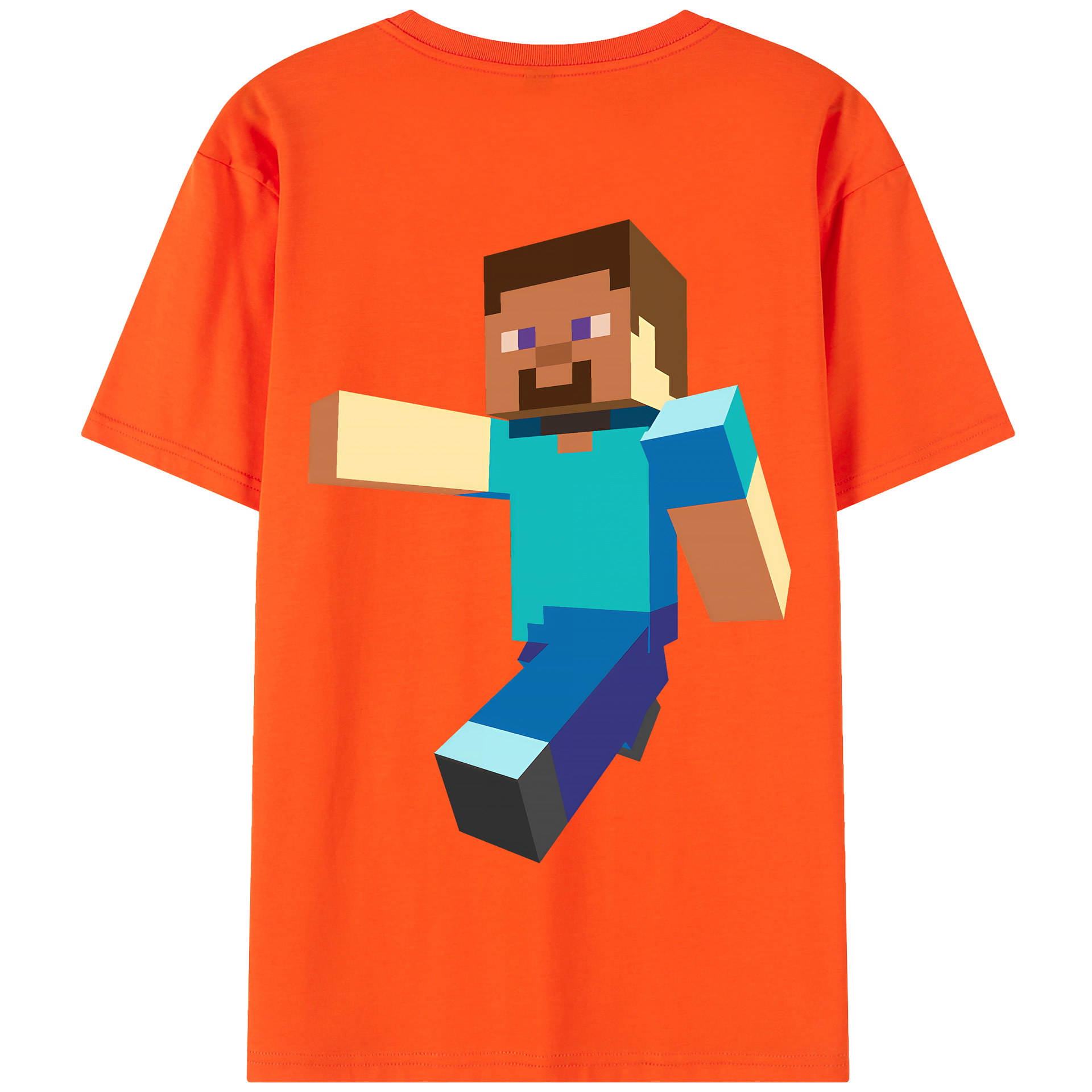 （画像用） マインクラフト ブロックの世界 Minecraft MC Block world 綿100％半袖Tシャツ（背面プリント）