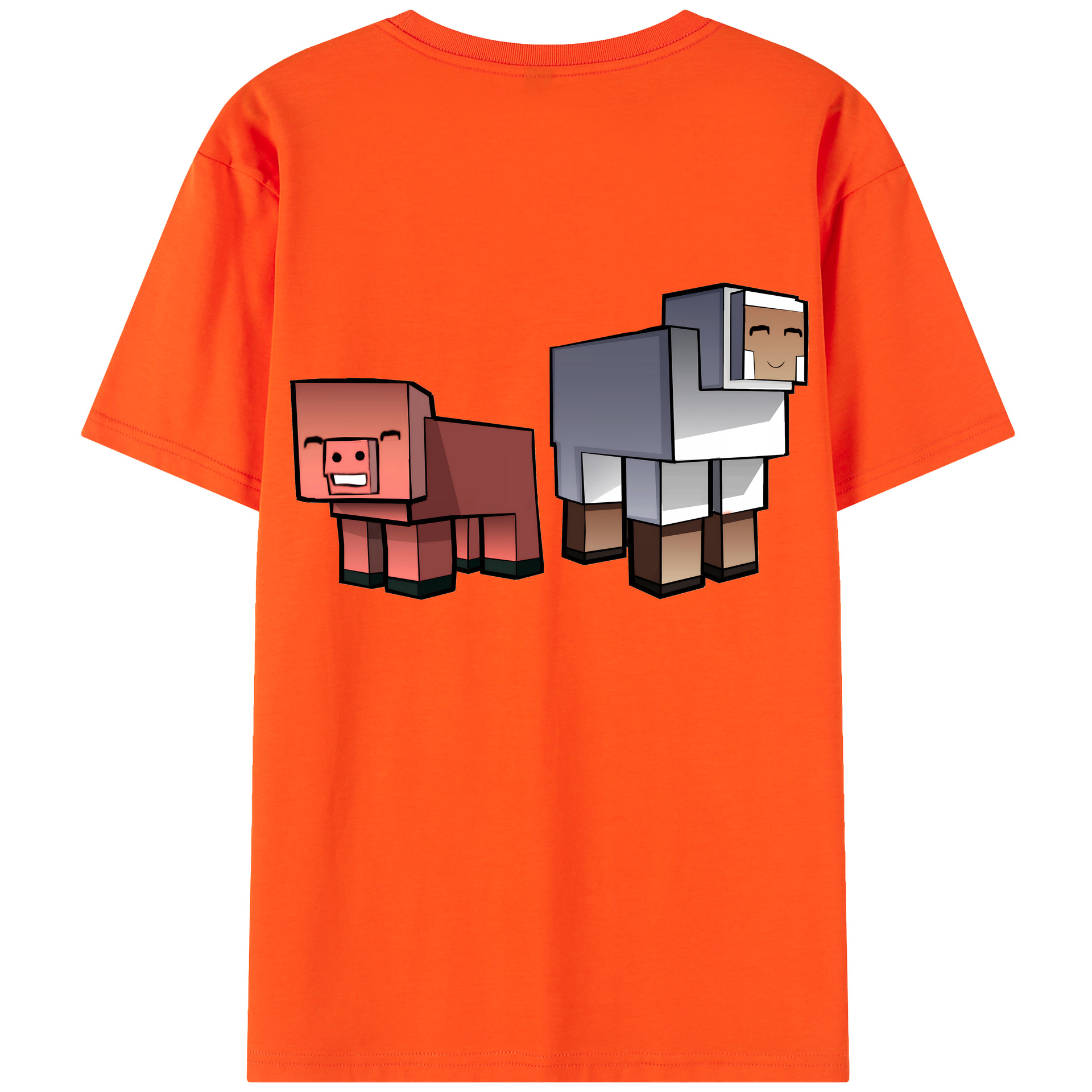（画像用） マインクラフト ブロックの世界 Minecraft MC Block world 綿100％半袖Tシャツ（背面プリント）