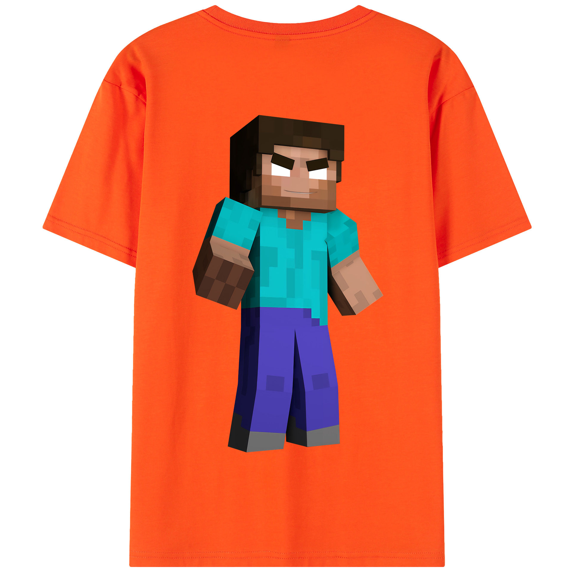 （画像用） マインクラフト ブロックの世界 Minecraft MC Block world 綿100％半袖Tシャツ（背面プリント）