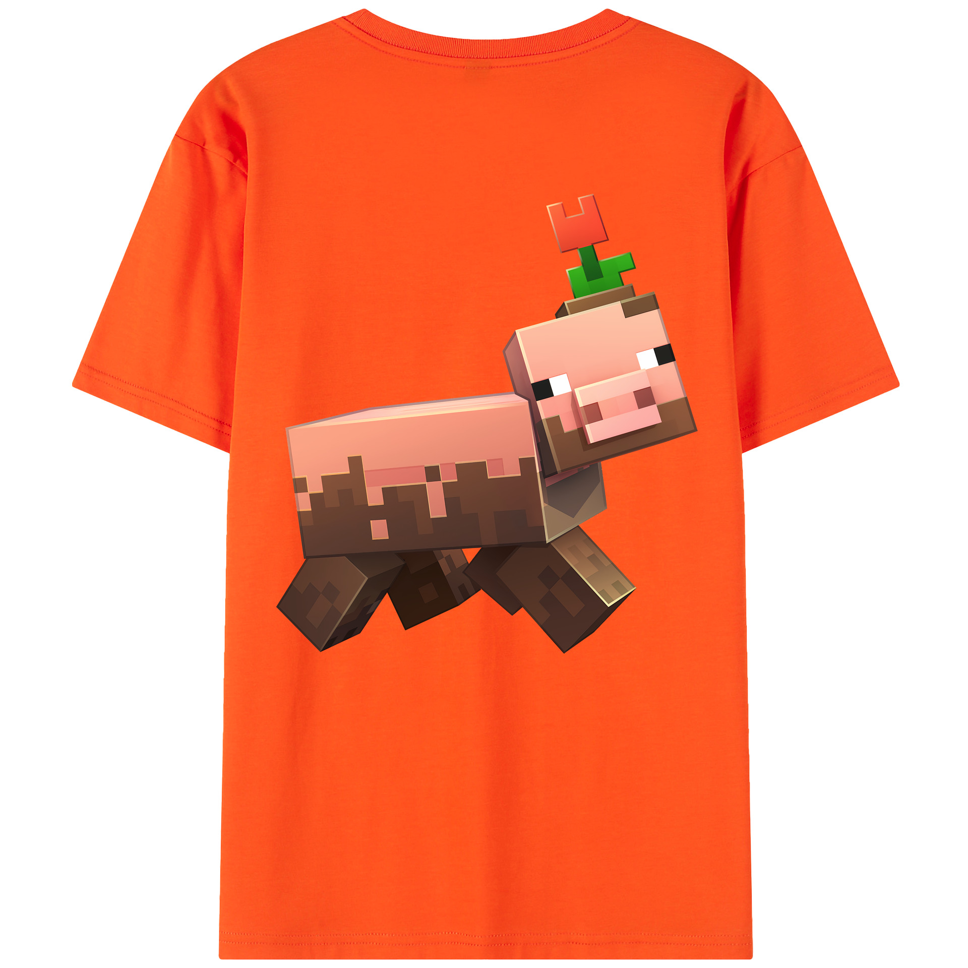 （画像用） マインクラフト ブロックの世界 Minecraft MC Block world 綿100％半袖Tシャツ（背面プリント）
